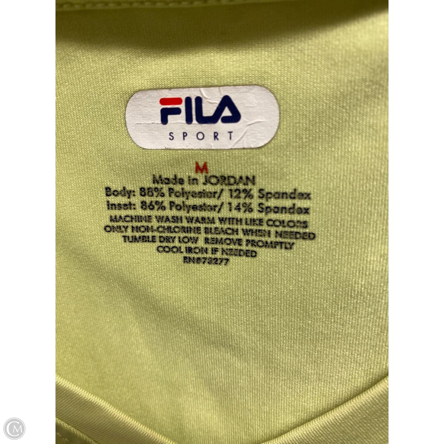 Athletic Top Short Sleeve By Fila In Yellow, Size: M
