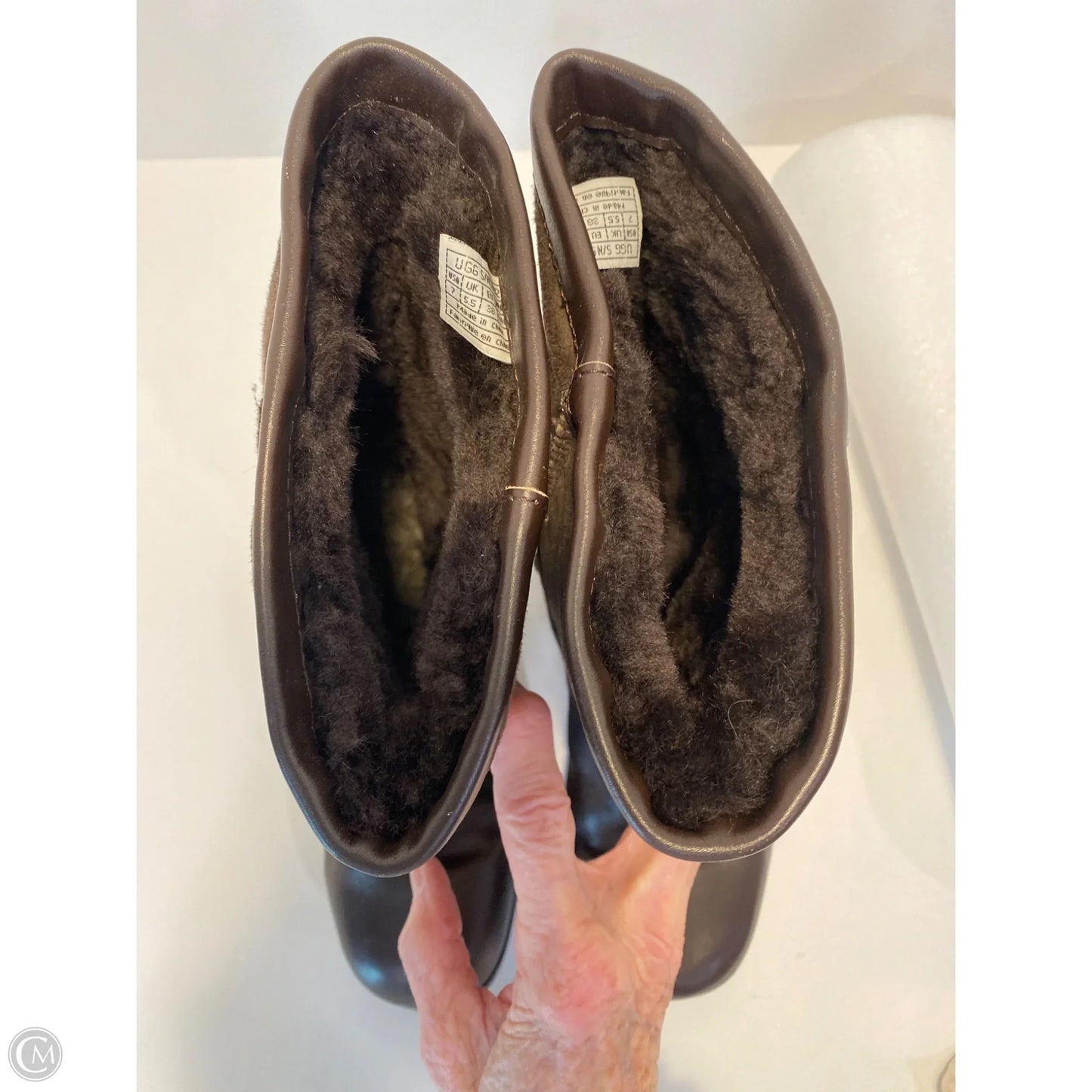 Boots Designer By Ugg In Brown, Size: 7