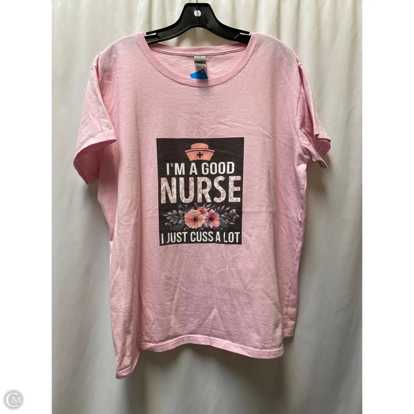 Top Short Sleeve By Dan Howard In Pink, Size: 2x