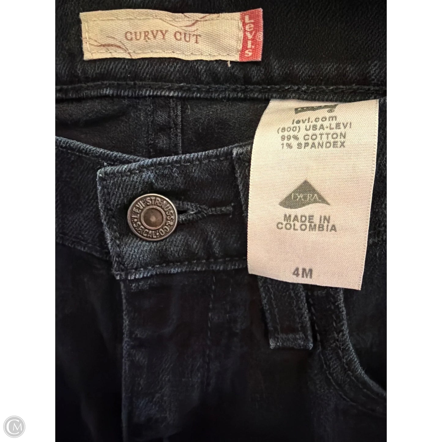 Jeans Straight By Levis In Black Denim, Size: 4