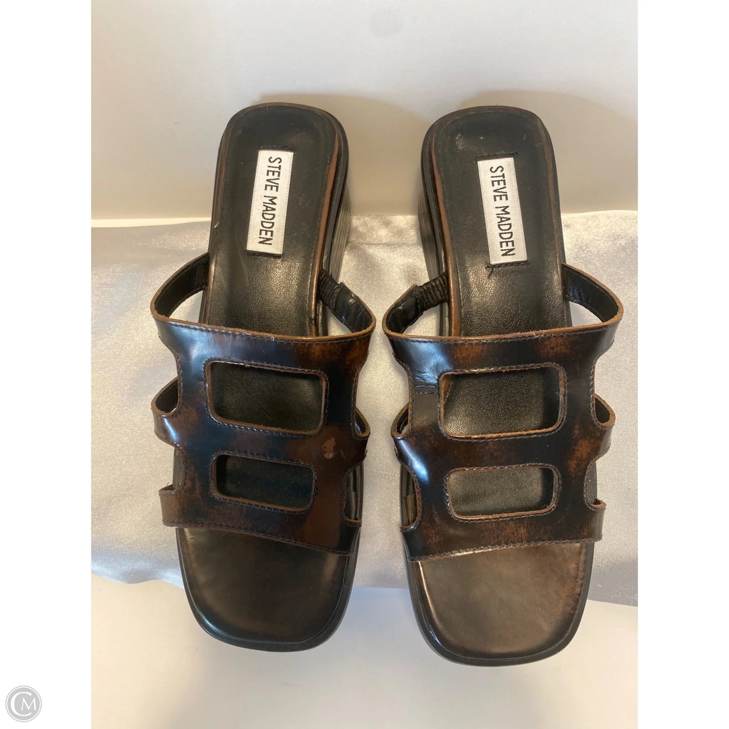 Sandals Heels Block By Steve Madden In Brown, Size: 7