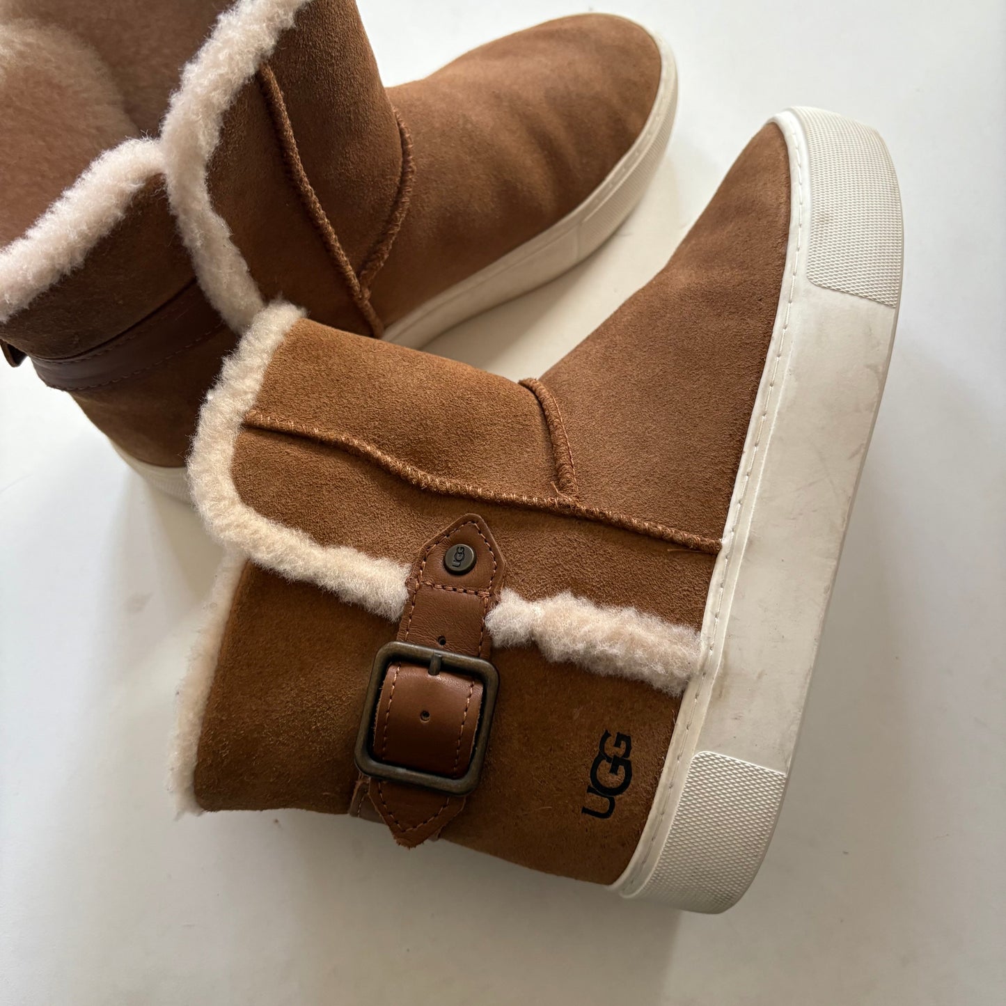 Boots Designer By Ugg In Tan, Size: 7