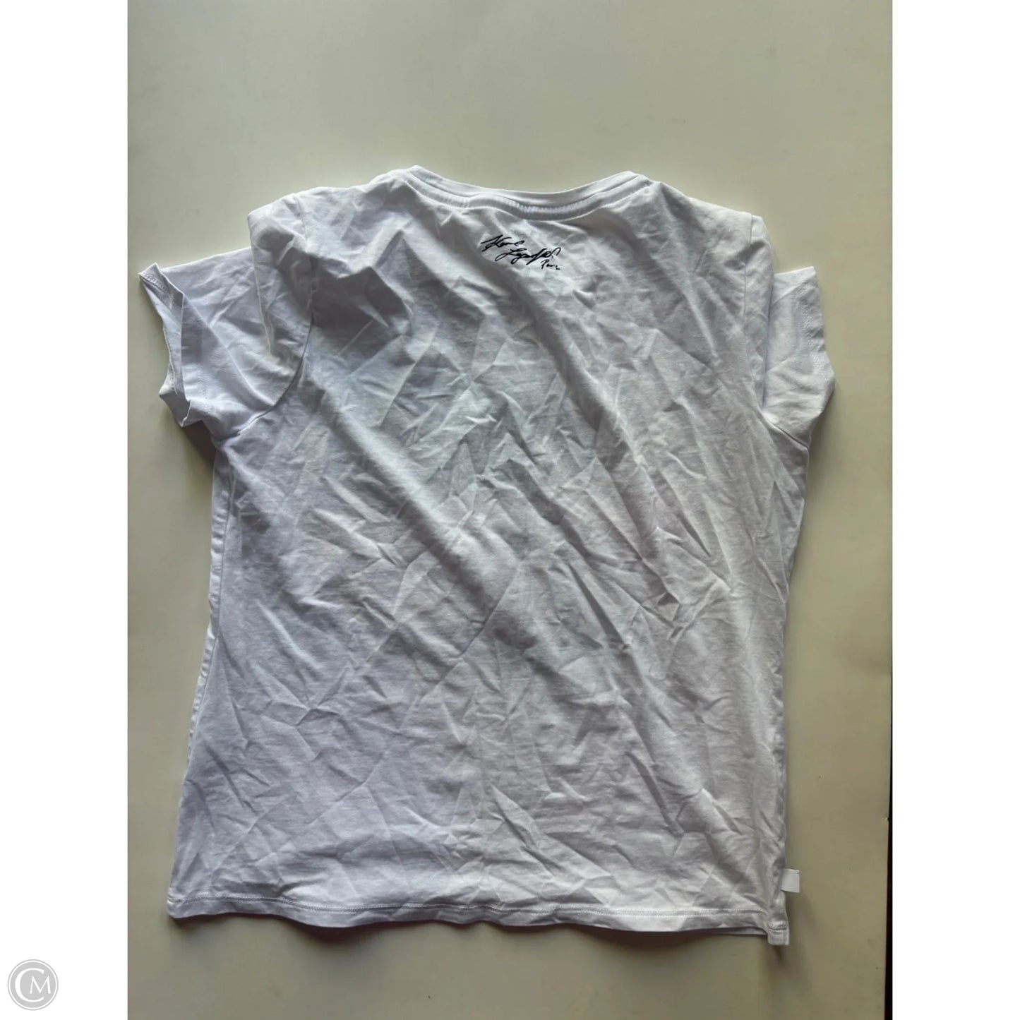 Top Short Sleeve Designer By Karl Lagerfeld In White, Size: M