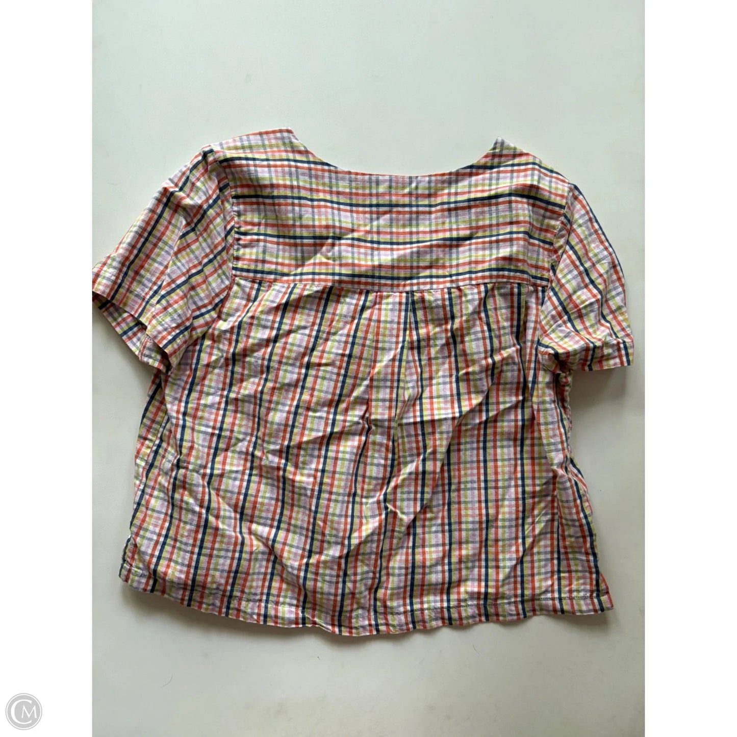Top Short Sleeve By Ana In Plaid Pattern, Size: M