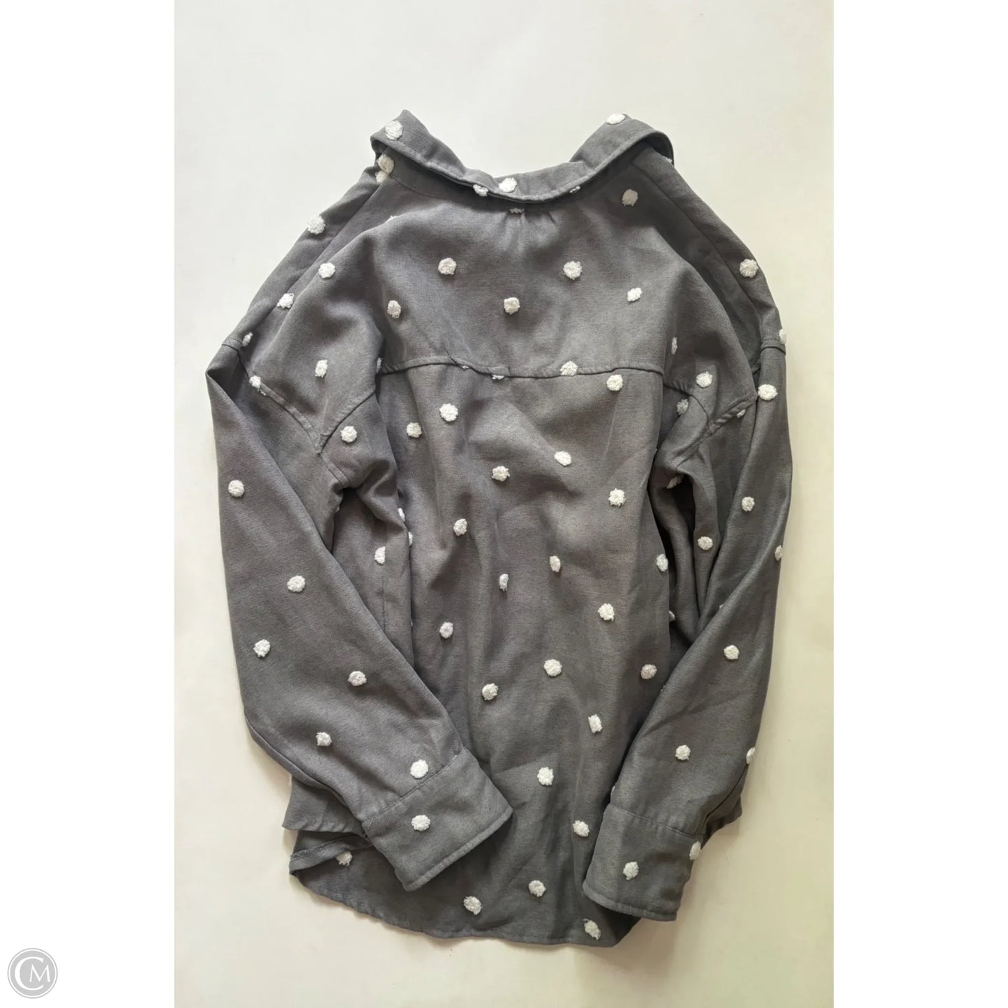 Top Long Sleeve By Blu Pepper In Polkadot Pattern, Size: M