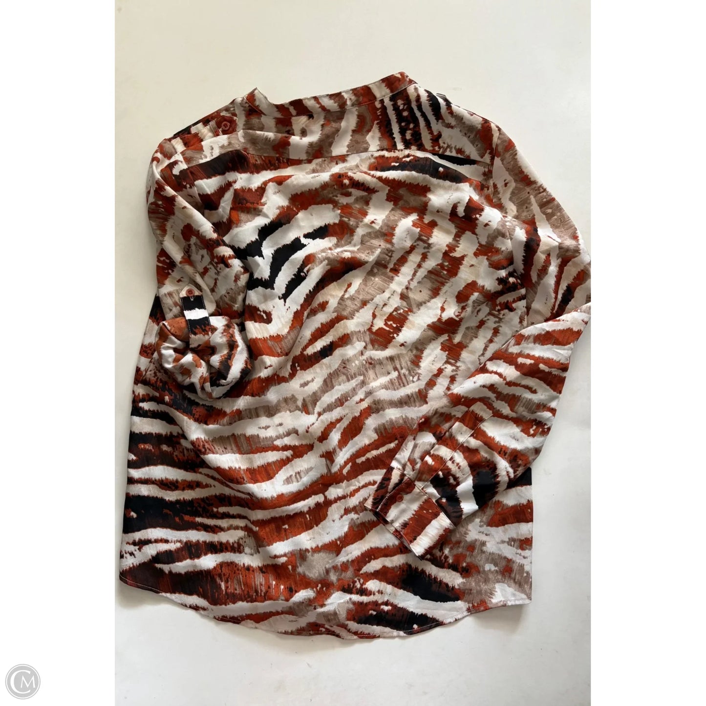 Blouse Long Sleeve By Calvin Klein In Animal Print, Size: L