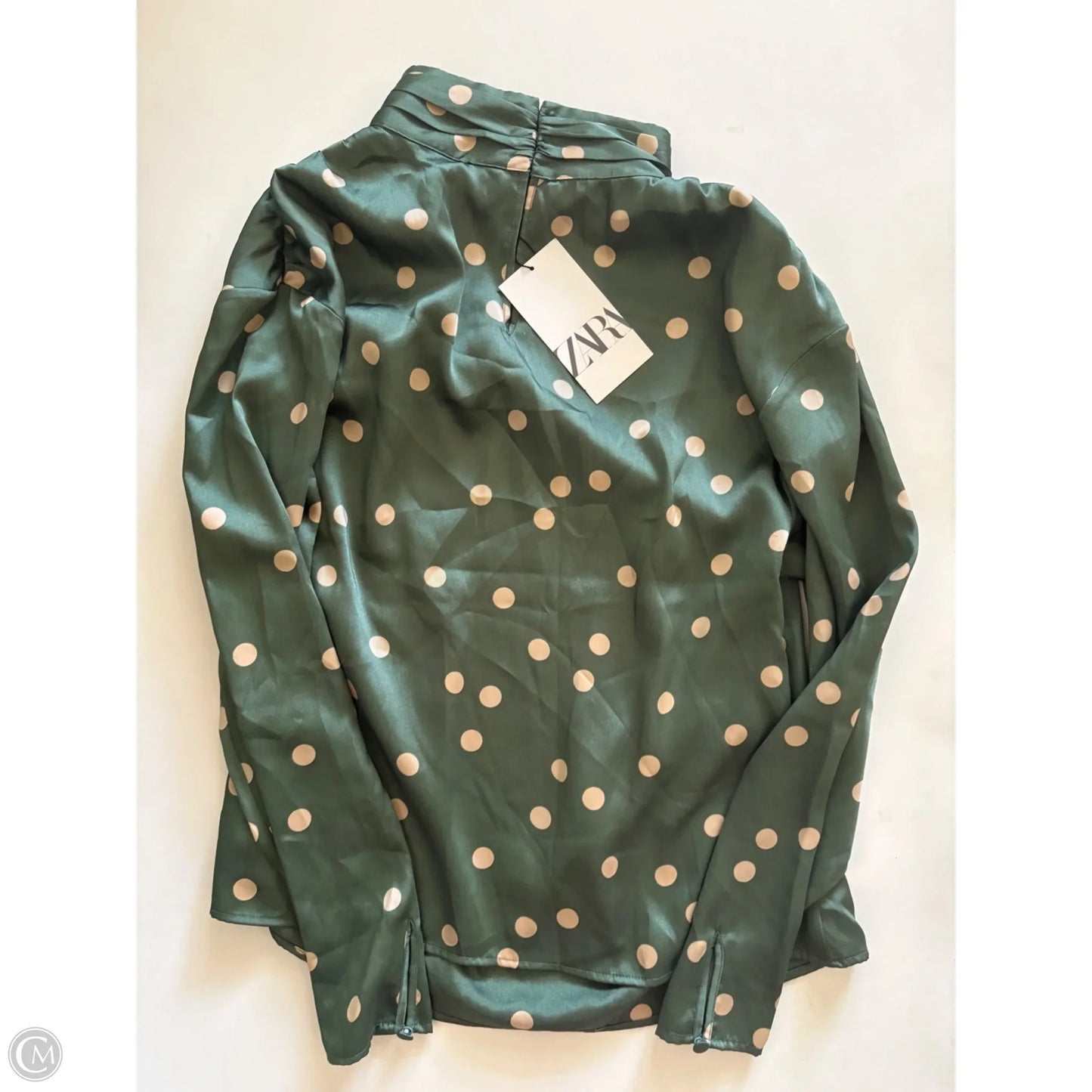 Blouse Long Sleeve By Zara In Polkadot Pattern, Size: M