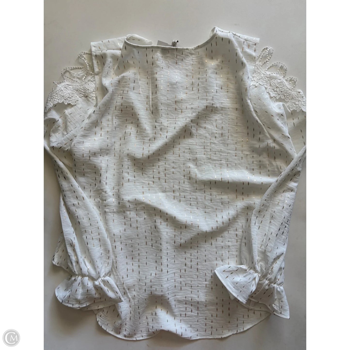 Blouse Long Sleeve By Cato In White, Size: Xl