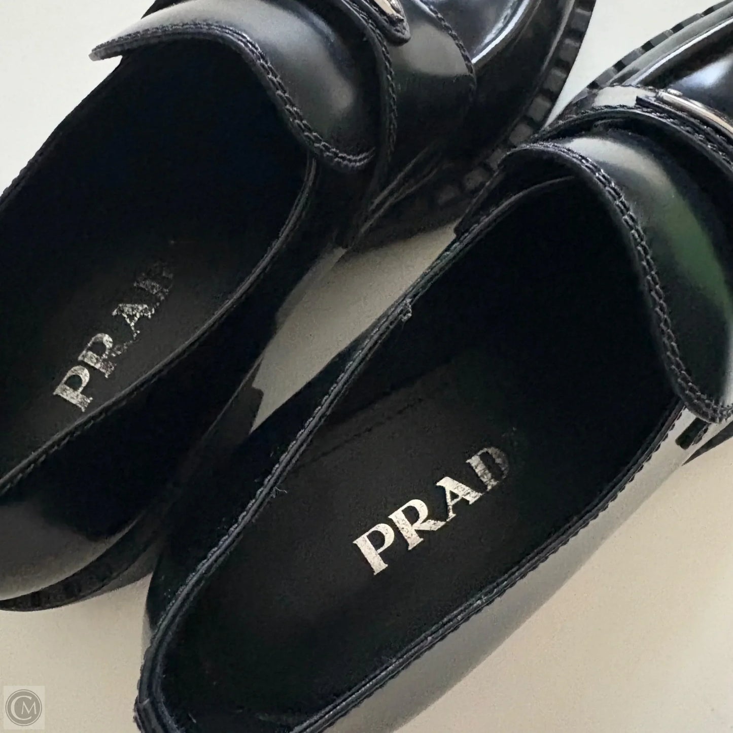 Shoes Luxury Designer By Prada In Black, Size: 7.5