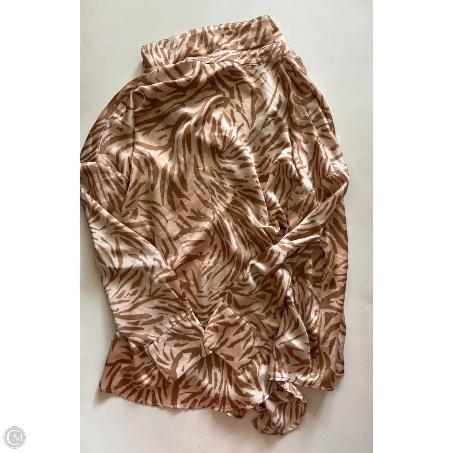 Blouse Long Sleeve By Impressions In Animal Print, Size: L