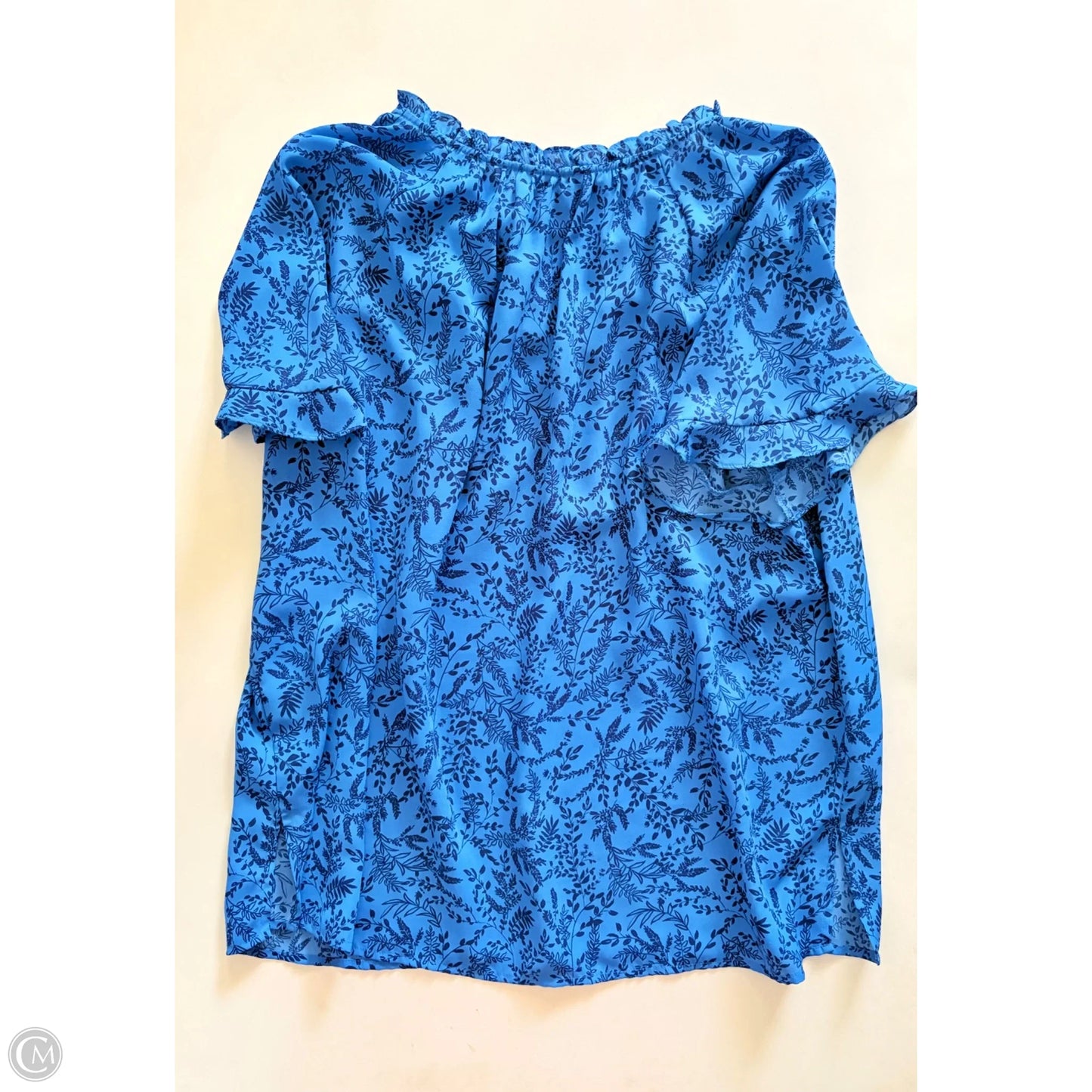 Blouse Short Sleeve By Liz Claiborne In Blue, Size: Xl