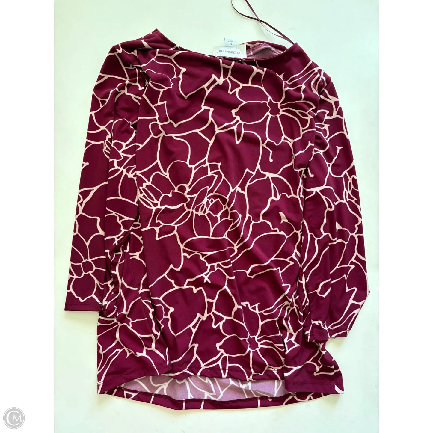 Blouse Long Sleeve By Liz Claiborne In Maroon, Size: Xl