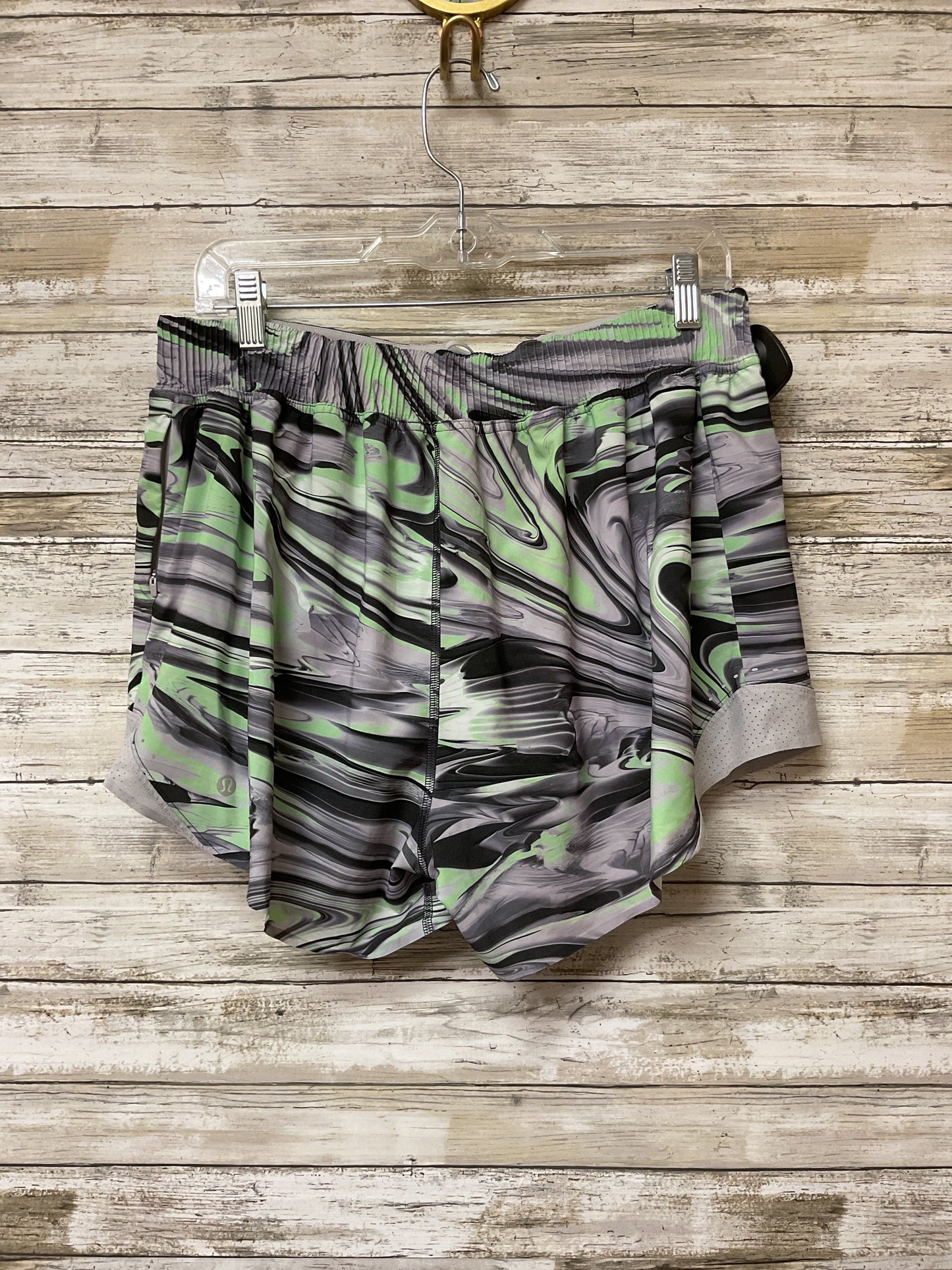 Athletic Shorts By Lululemon In Green & Grey, Size:12
