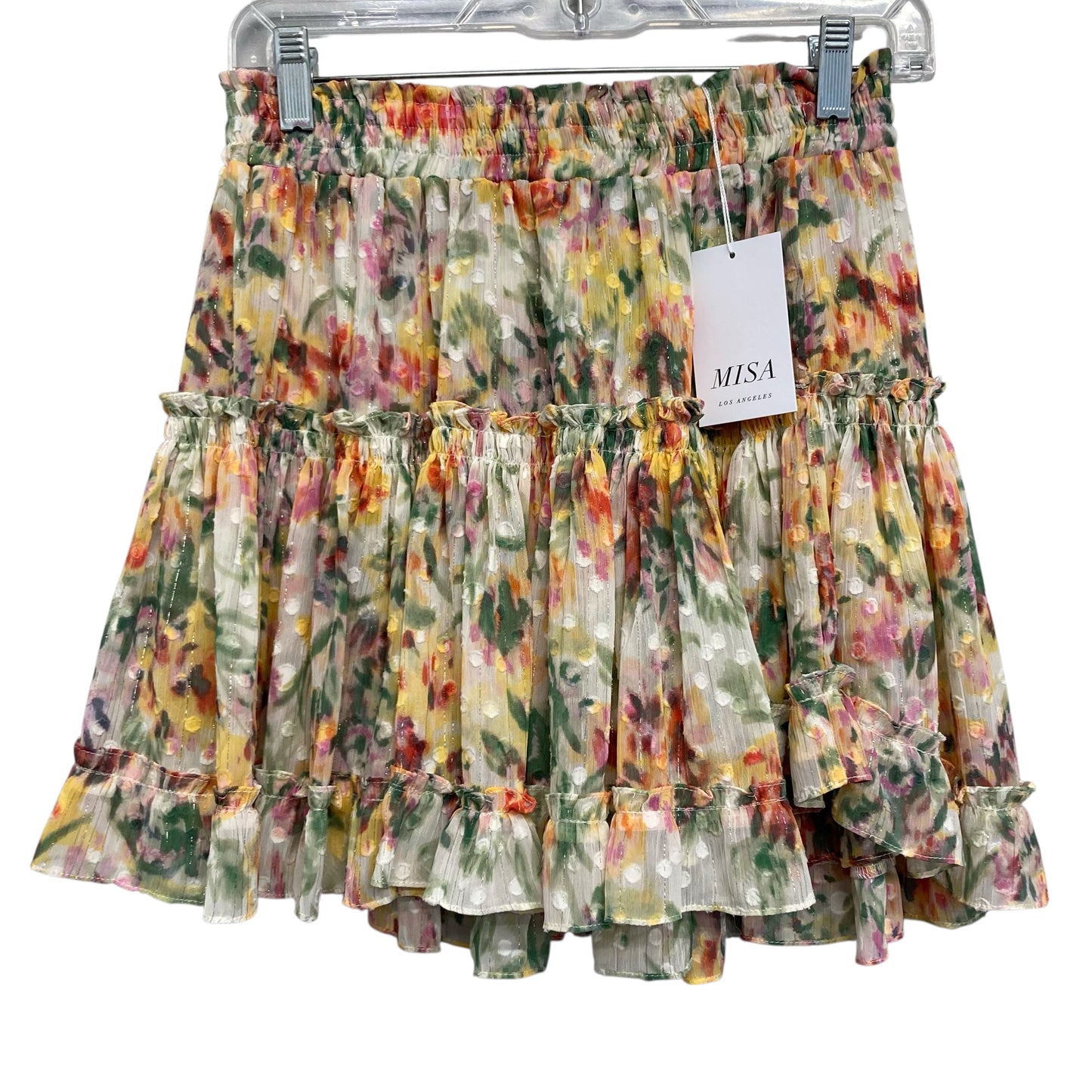 Skirt Designer By Misa In White & Yellow, Size:4