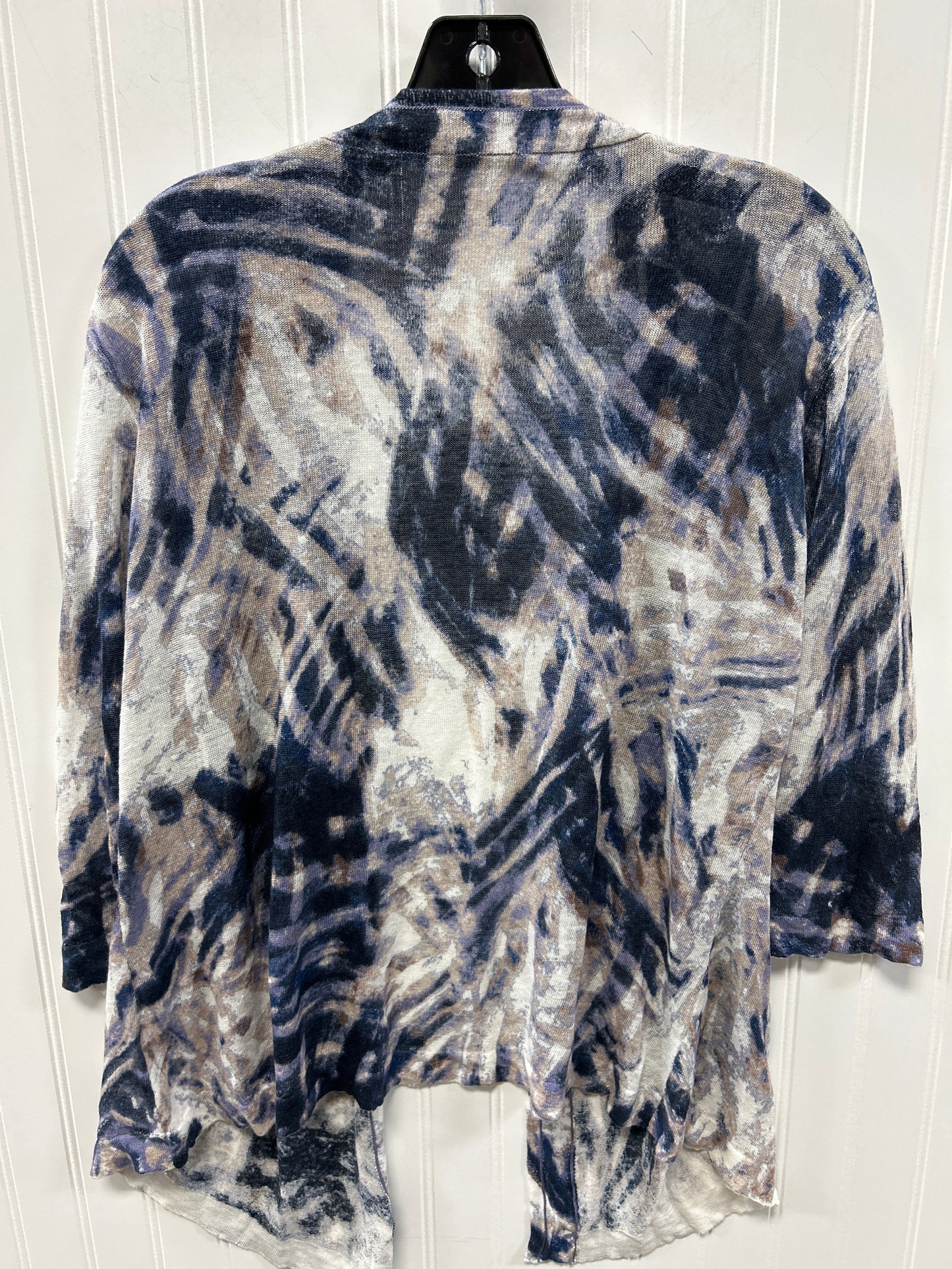 Cardigan By Nic + Zoe In Blue & Cream, Size:Xl