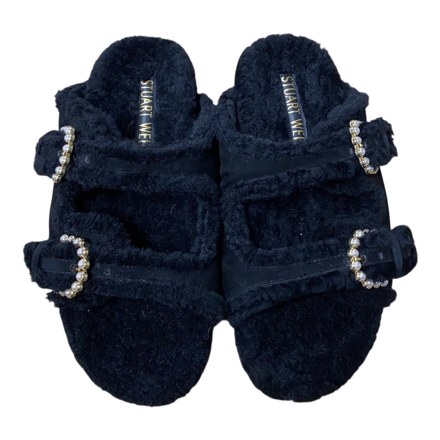 Slippers Designer By Stuart Weitzman In Black, Size:9.5
