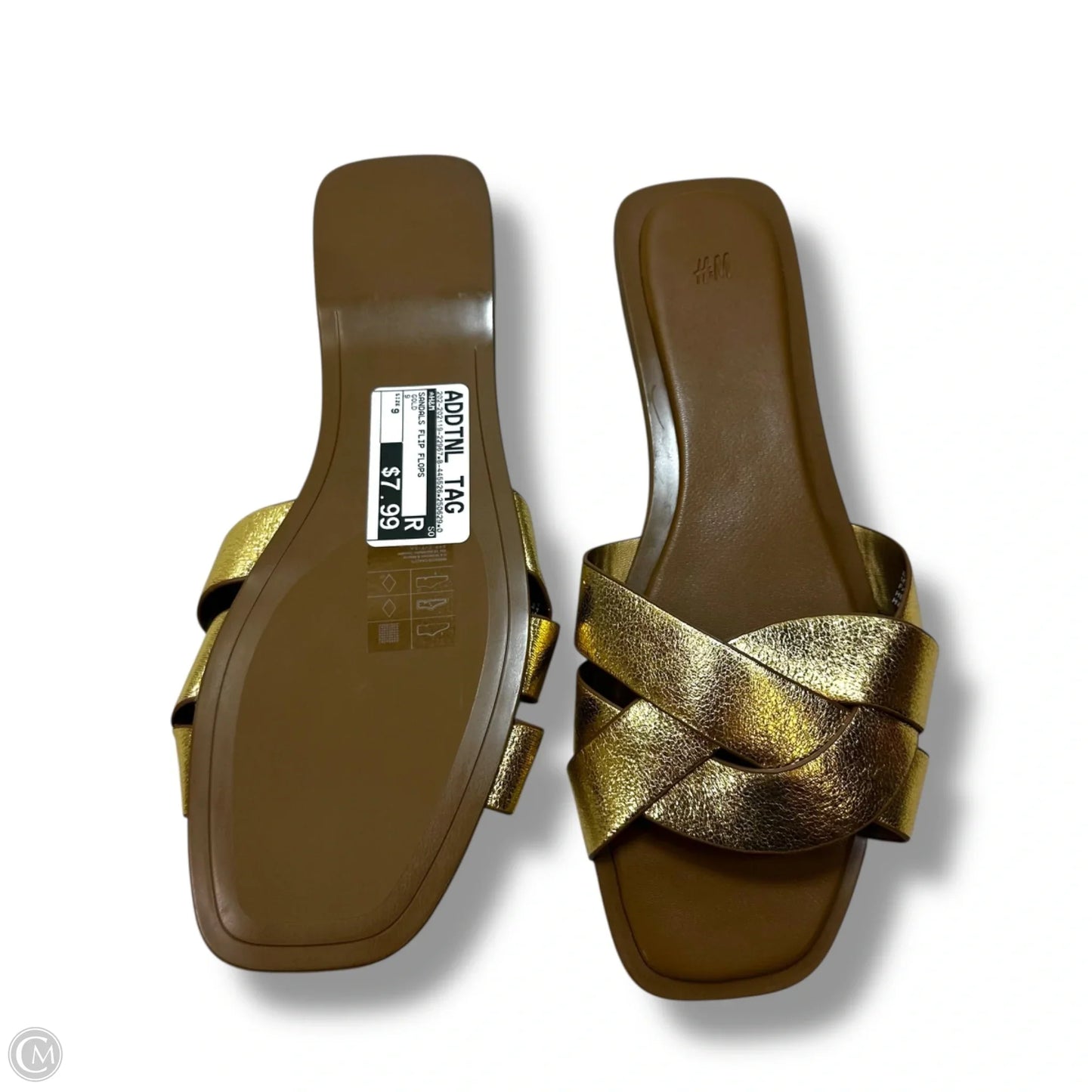 Sandals Flip Flops By H&m In Gold, Size: 9