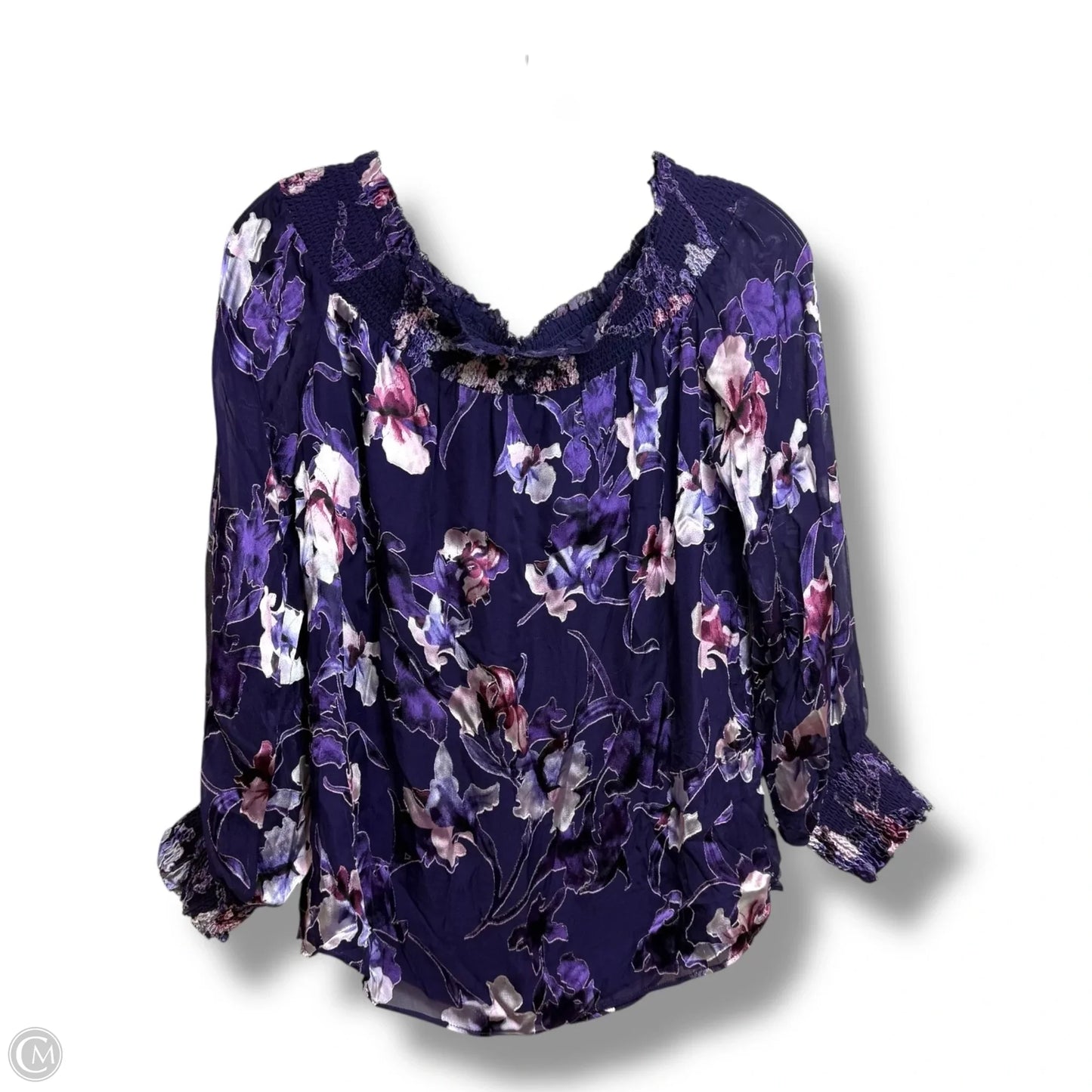 Top Long Sleeve By White House Black Market In Purple, Size: S