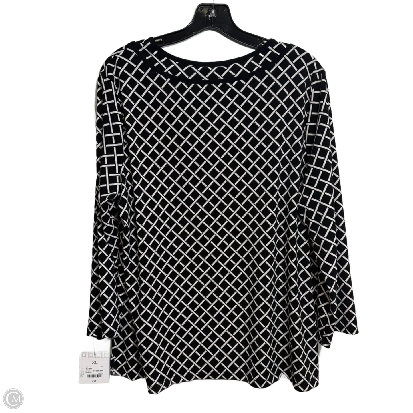 Top Long Sleeve By Liz Claiborne In Black & White, Size: Xl