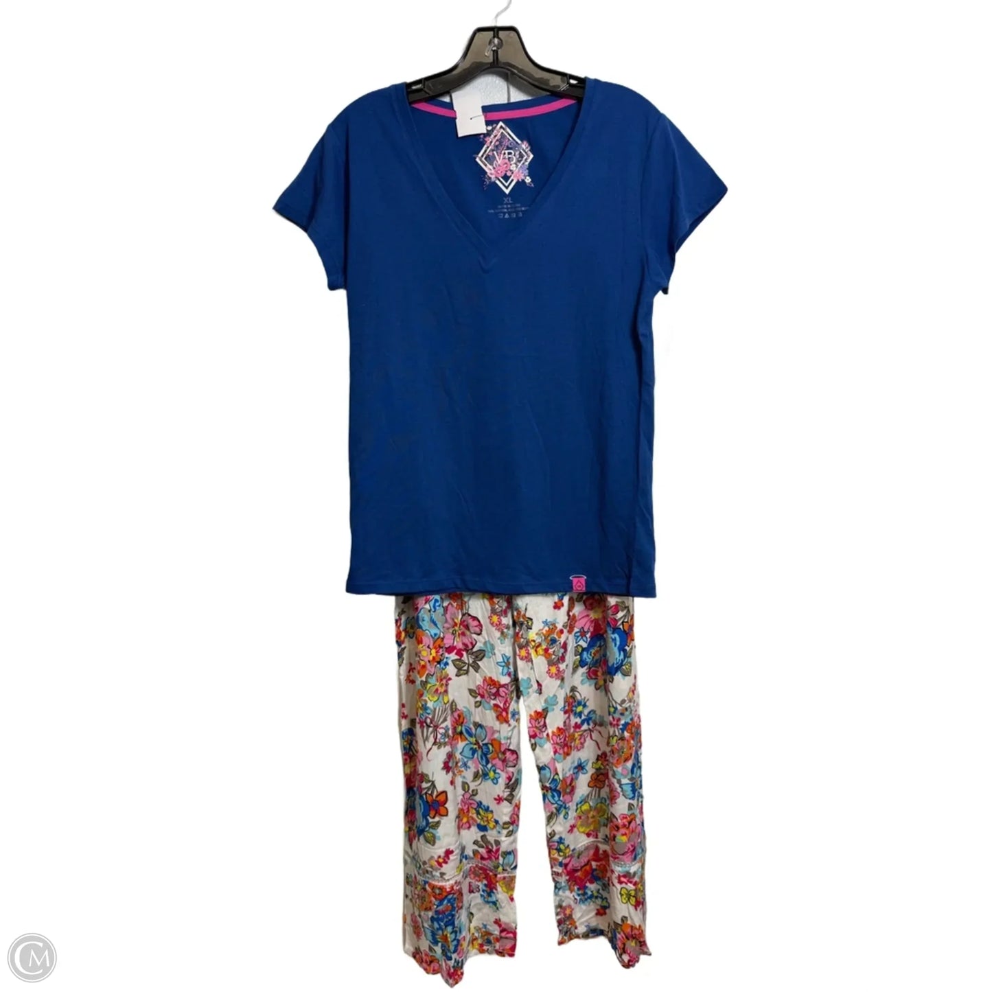 PJ SET Top Short Sleeve & pajama pants set By Vera Bradley In Blue, Size: Xl