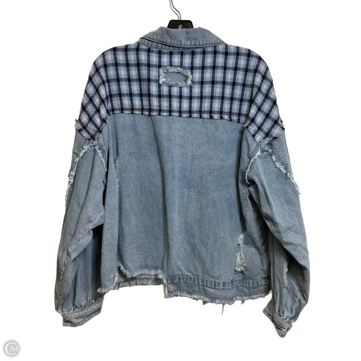 Jacket Shirt By Pol In Blue, Size: L