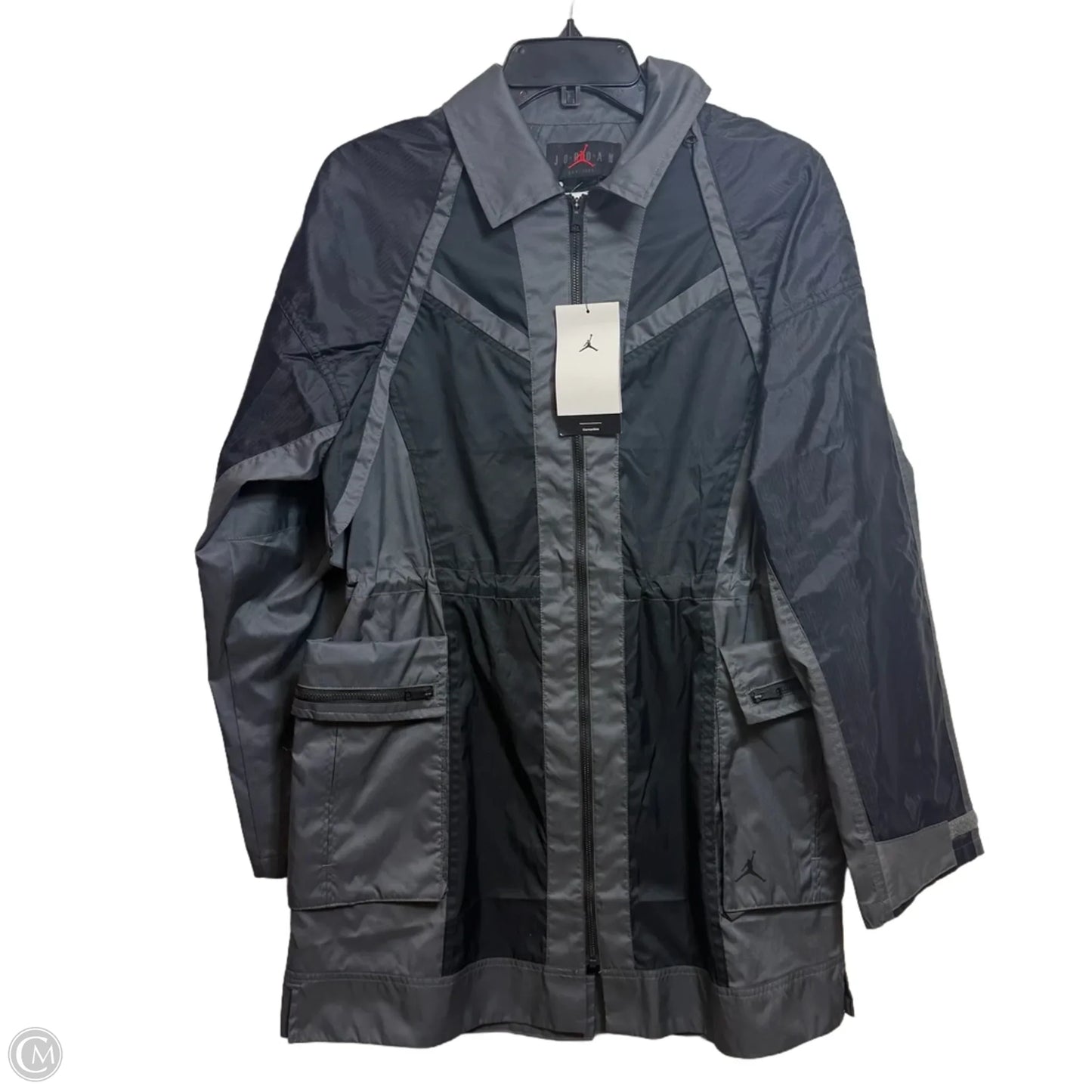 Jacket Luxury Designer By Jordan In Black & Grey, Size: S