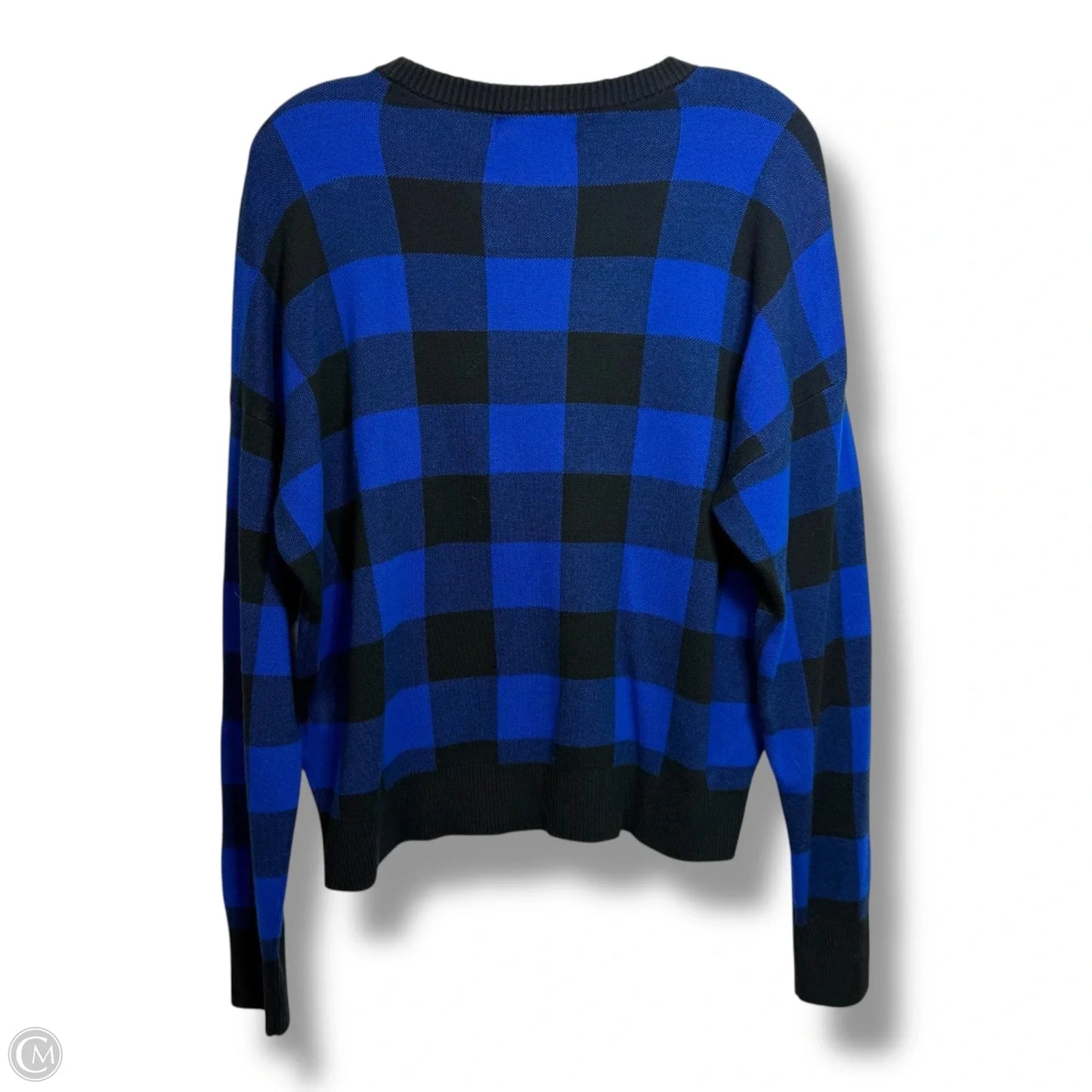 Sweater By Lauren By Ralph Lauren In Black & Blue, Size: L