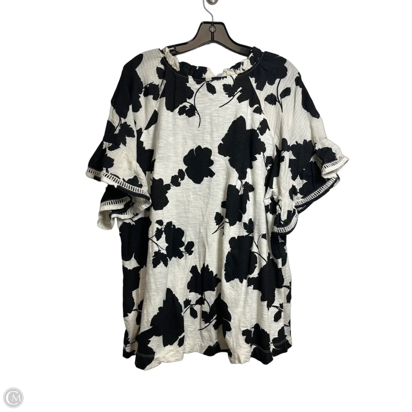 Top Short Sleeve Basic By Lane Bryant In Black & White, Size: Xl