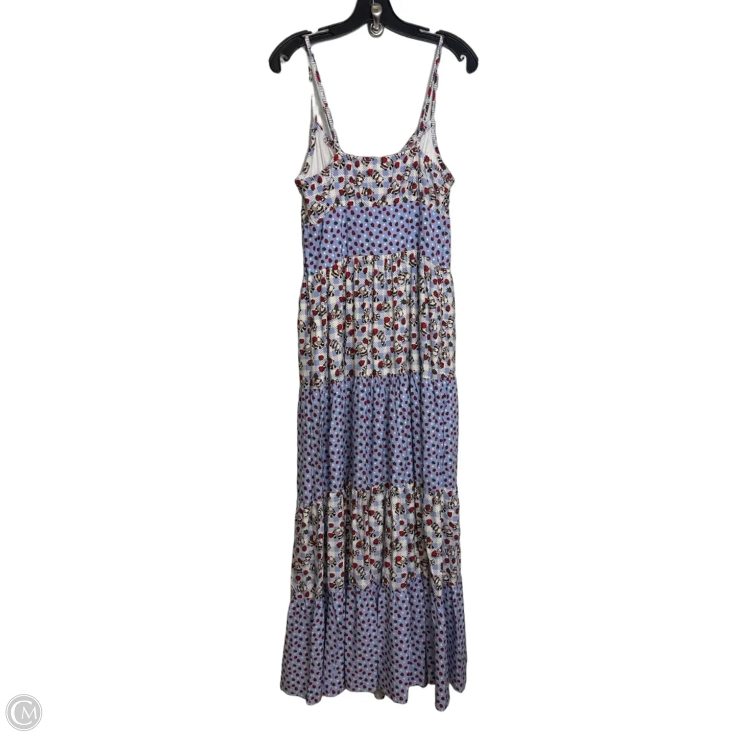 Thorn & Fable Raccoons & Strawberries Strappy Maxi Dress Casual Maxi In Blue & Cream, Size: L