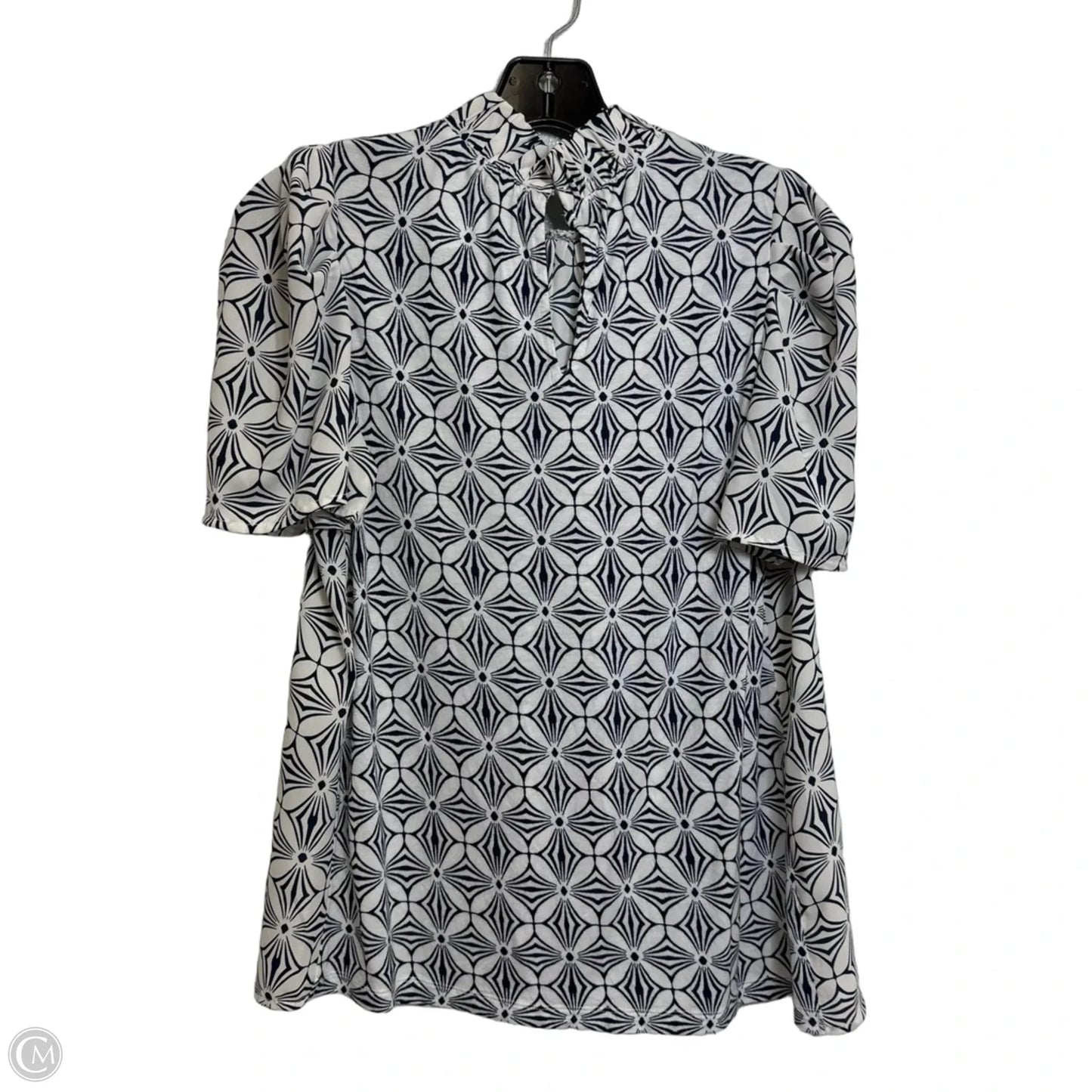 Top Short Sleeve By Loft In Blue & White, Size: M