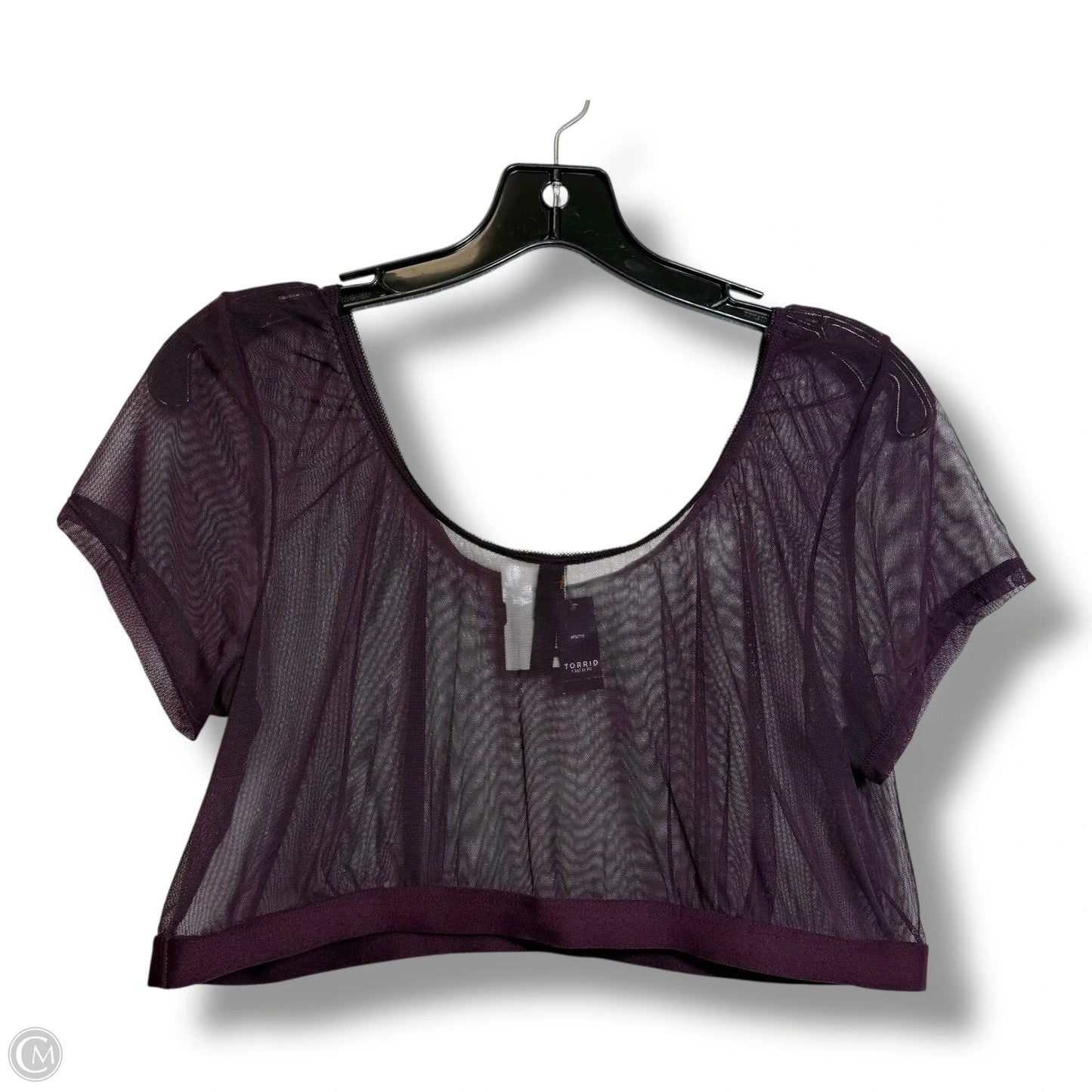 Top sheer Short Sleeve Basic By Torrid In Purple, Size: 2x