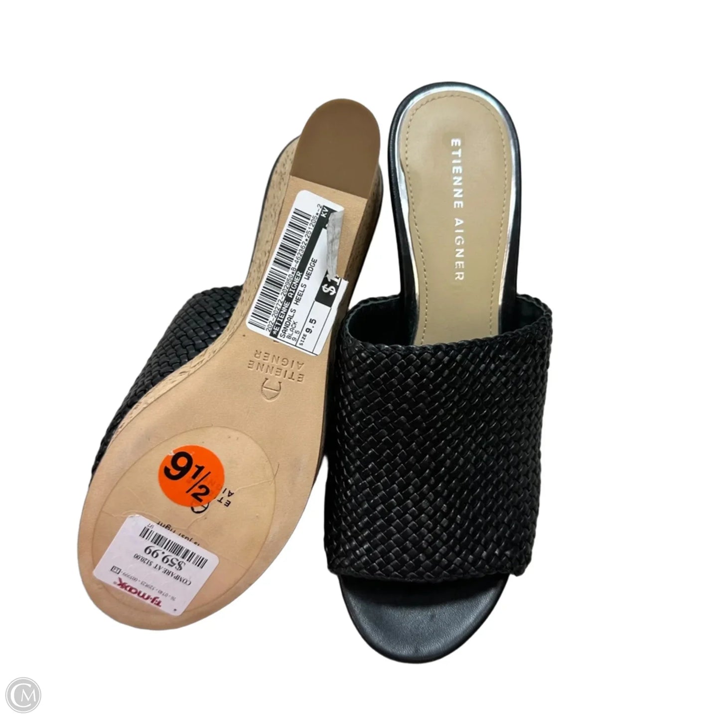 Sandals Heels Wedge By Etienne Aigner In Black, Size: 9.5