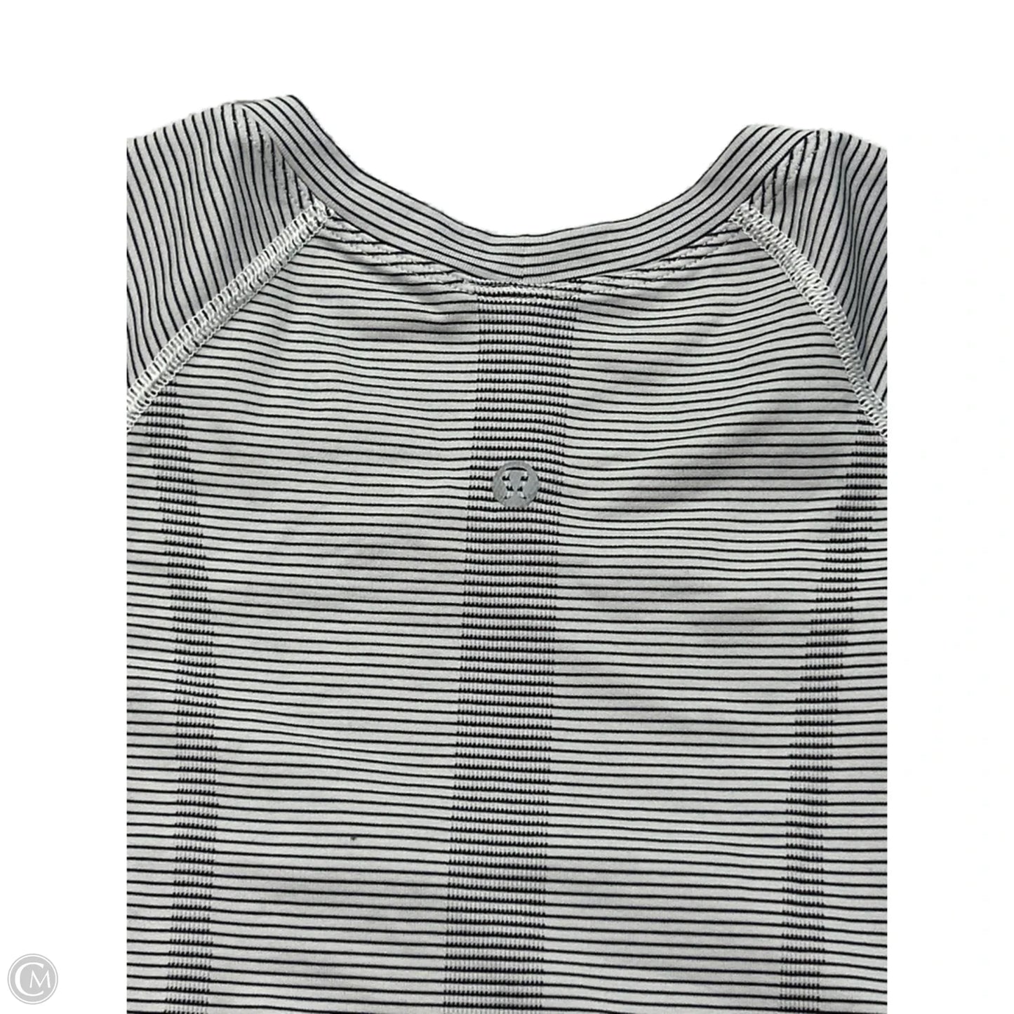 Athletic Top Short Sleeve By Lululemon In Striped Pattern, Size: M