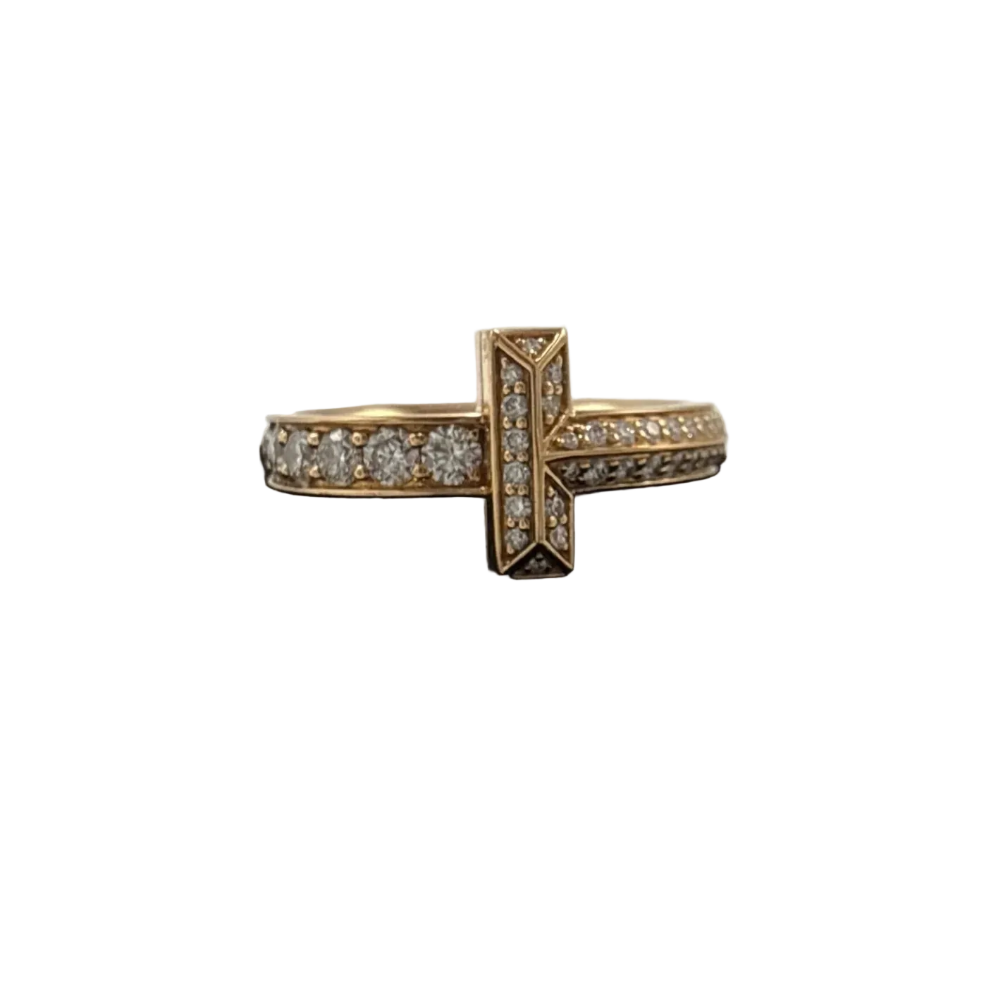 Tiffany & Company T1 Pave Narrow 18K Rose Gold Luxury Ring, Size: 6.5