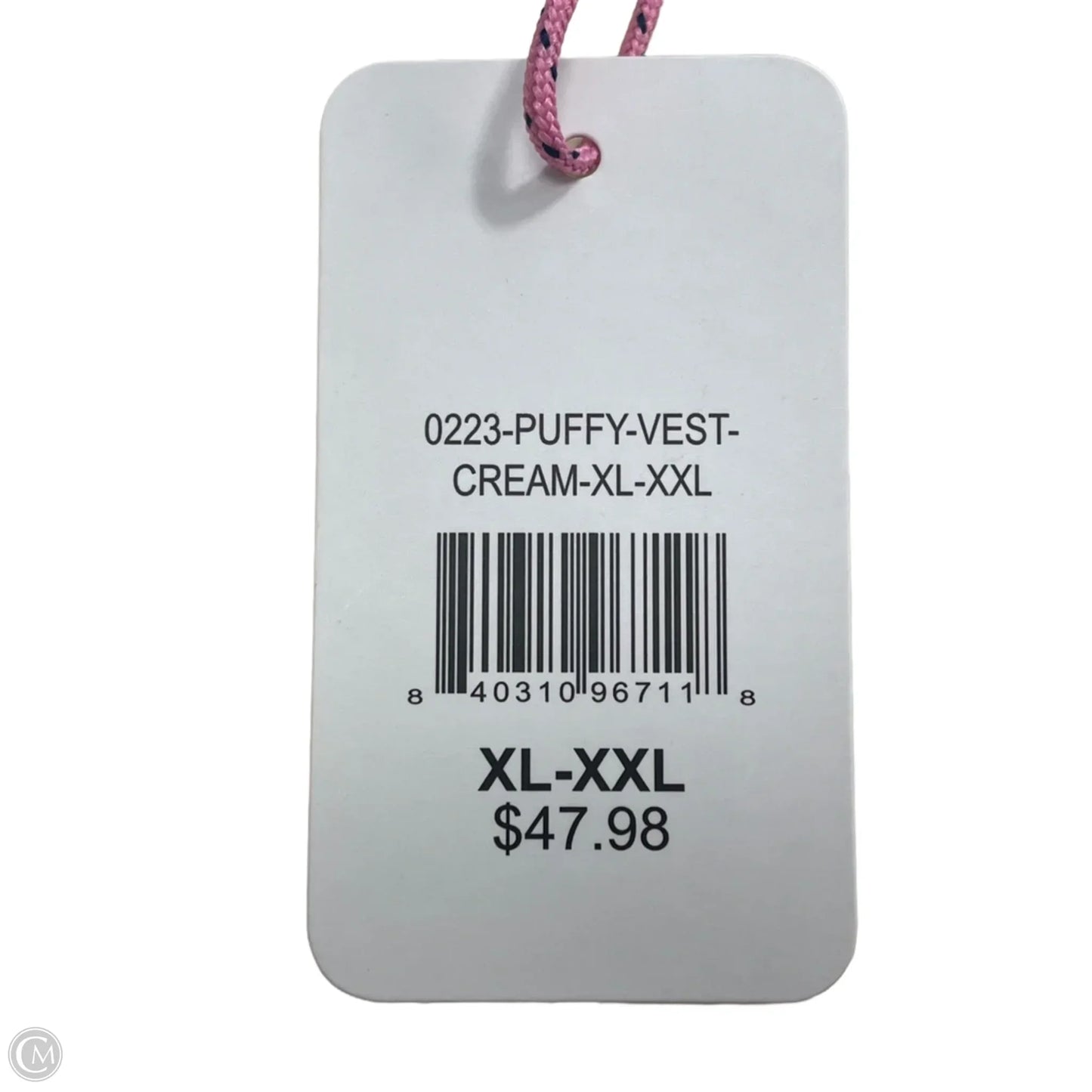 Vest Puffer & Quilted By Simply Southern In Cream, Size: Xxl