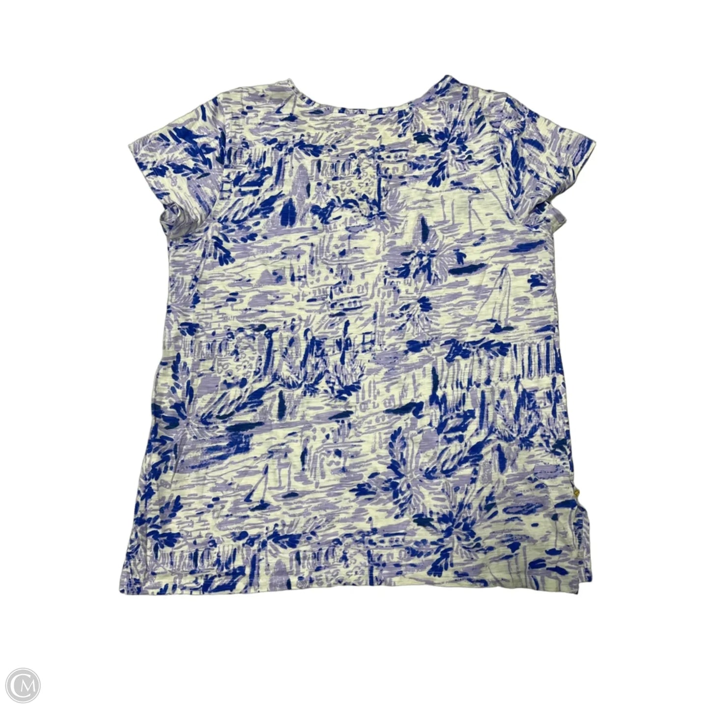 Top Short Sleeve Designer By Lilly Pulitzer In Purple & White, Size: Xl