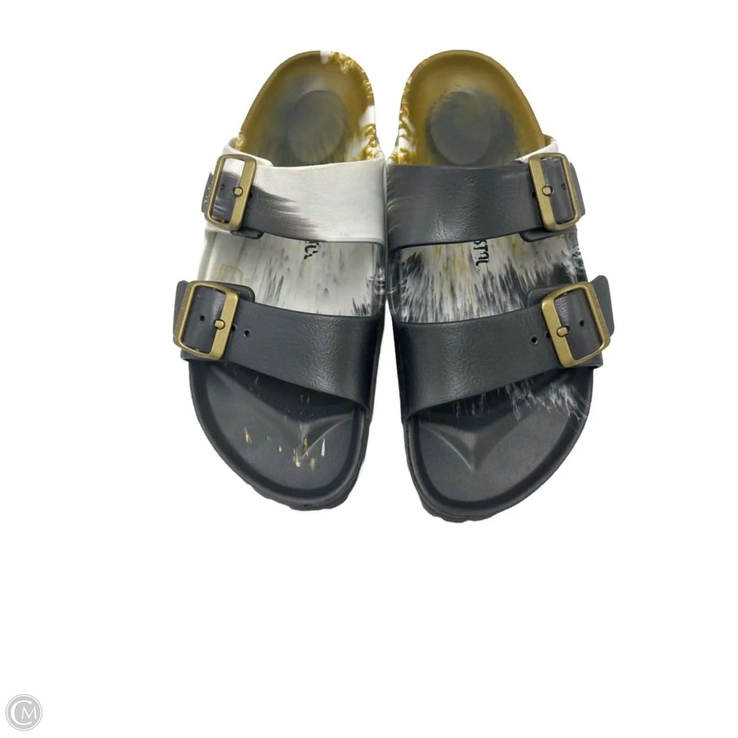 Shoes Flats By Birkenstock In Gold & Grey, Size: 10
