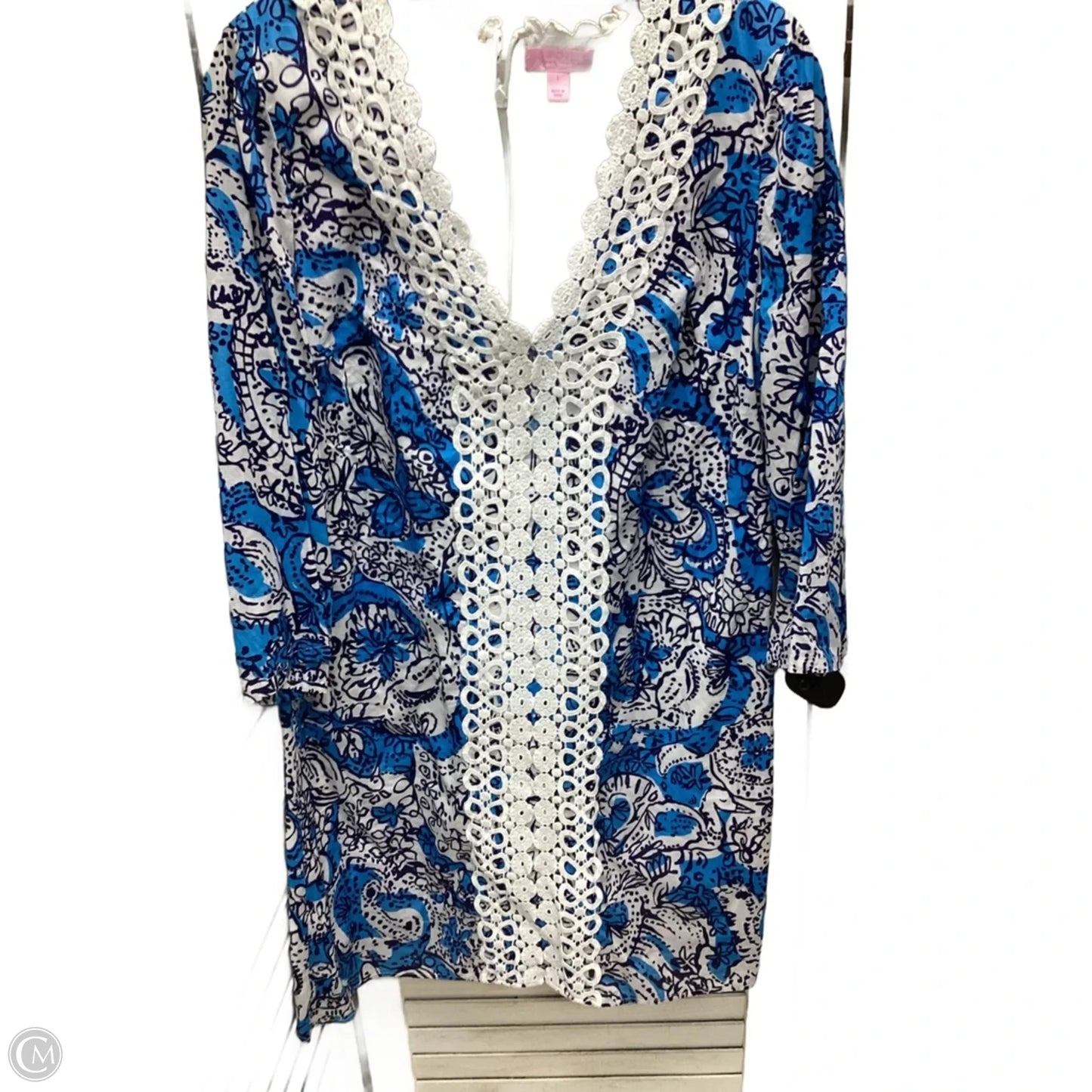 Dress Designer By Lilly Pulitzer In Blue & White, Size: L