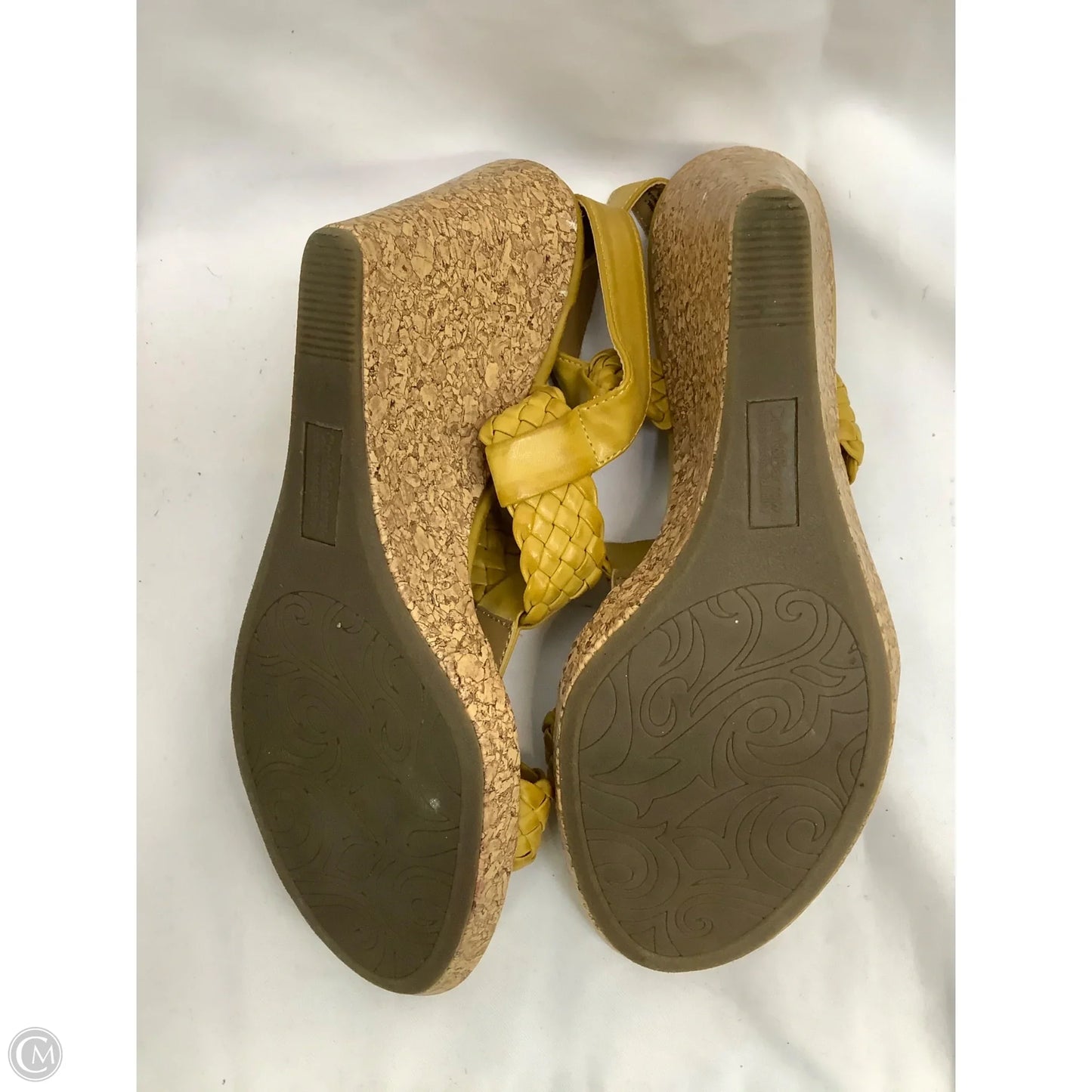 Sandals Heels Wedge By Croft And Barrow In Yellow, Size: 9.5