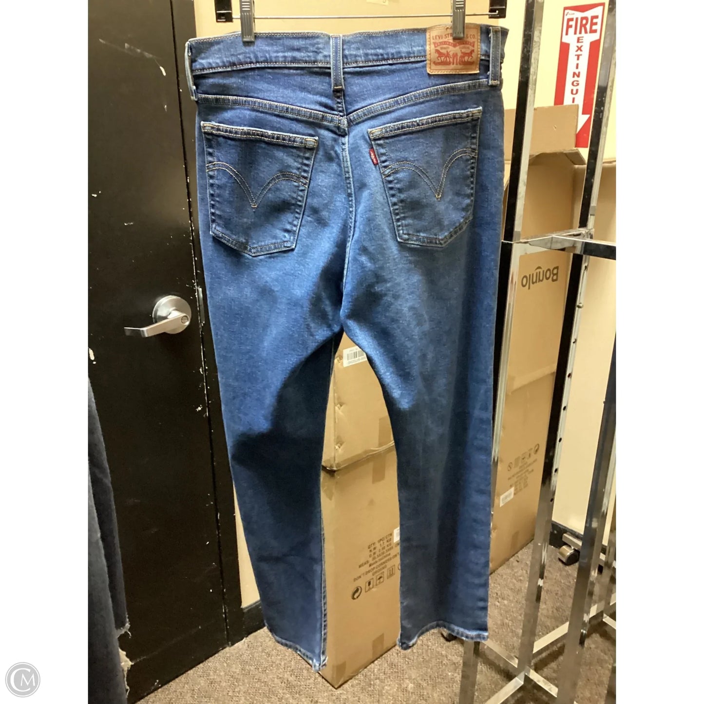 Jeans Straight By Levis In Blue Denim, Size: 12