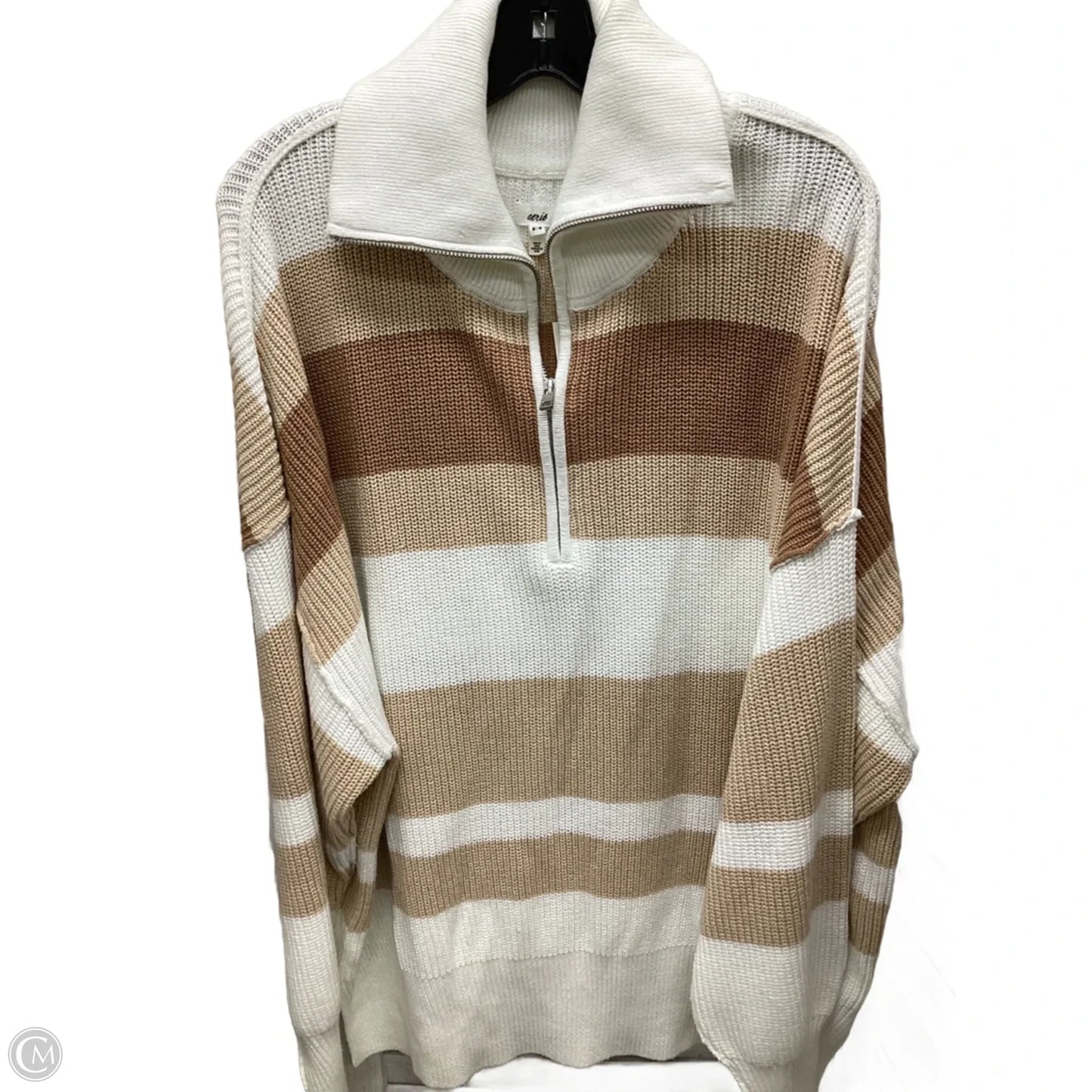 Sweater By Aerie In Tan & White, Size: M