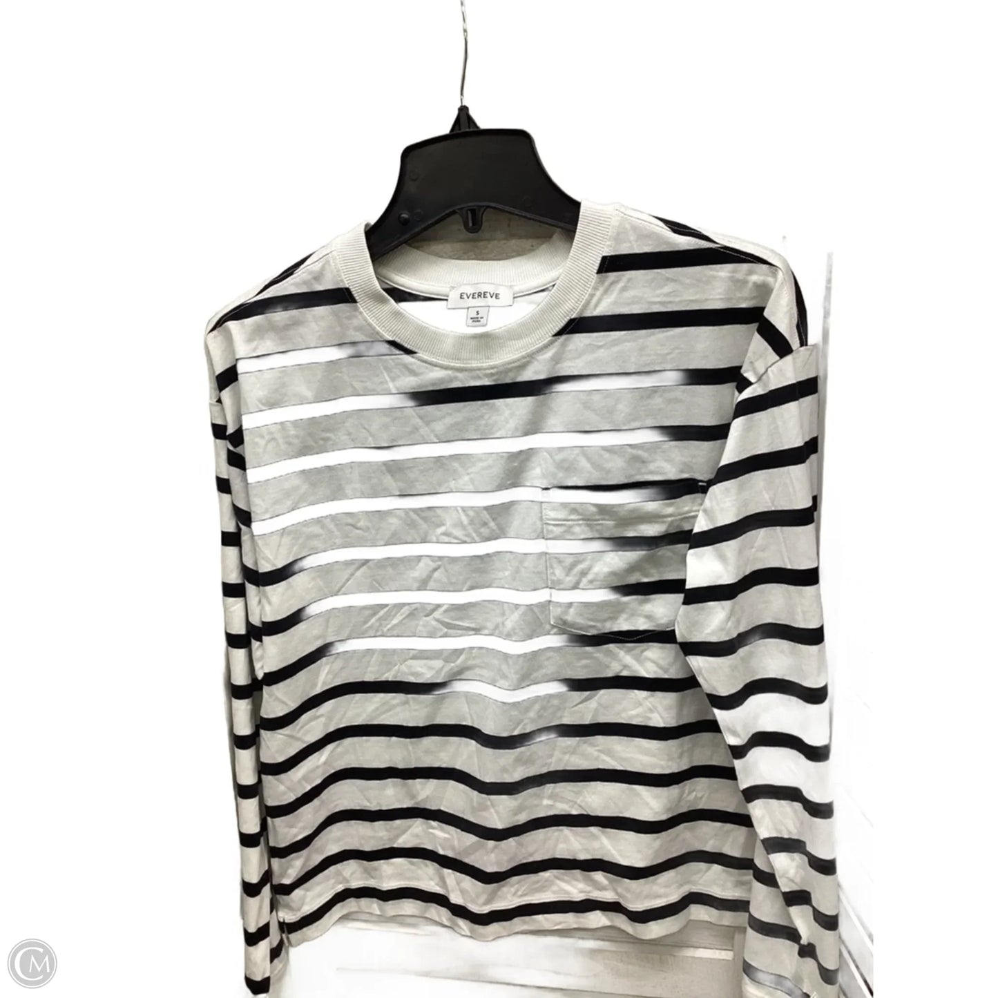 Top Long Sleeve By Evereve In Striped Pattern, Size: S