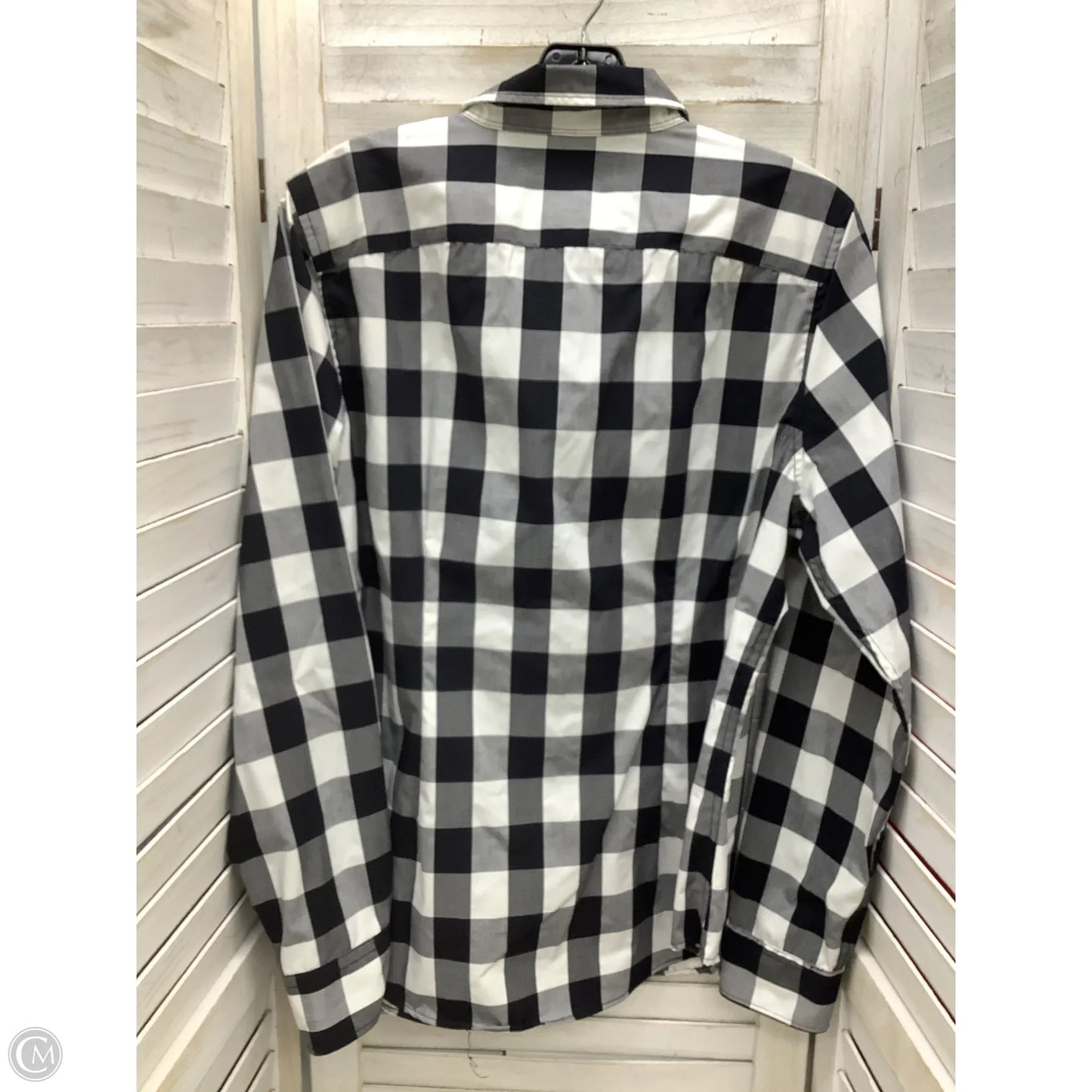 Top Long Sleeve By Chaps In Black & White, Size: L