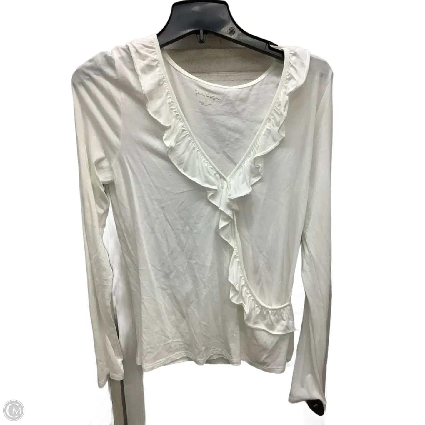 Top Long Sleeve Designer By Lilly Pulitzer In White, Size: M