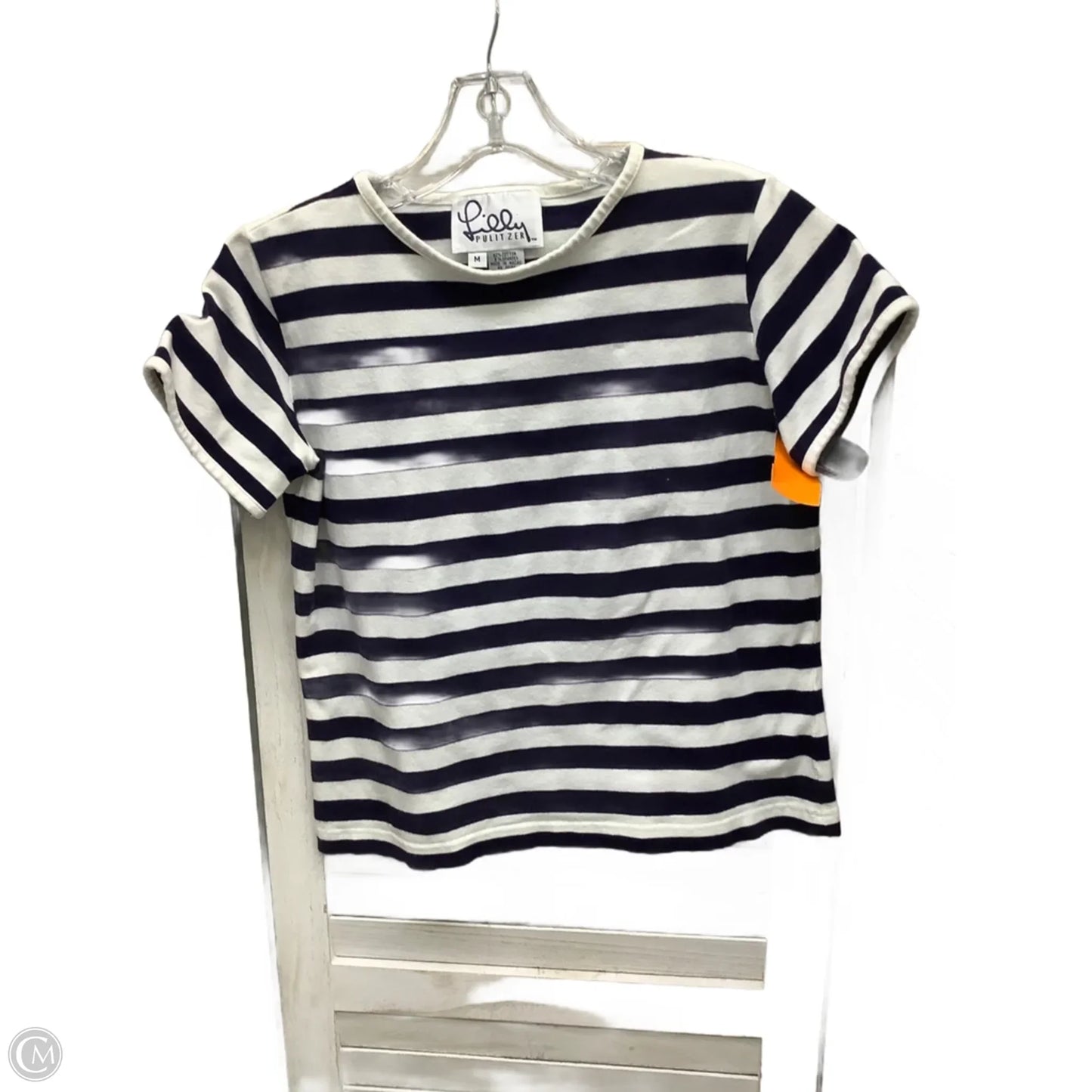 Top Short Sleeve Designer By Lilly Pulitzer In Striped Pattern, Size: M