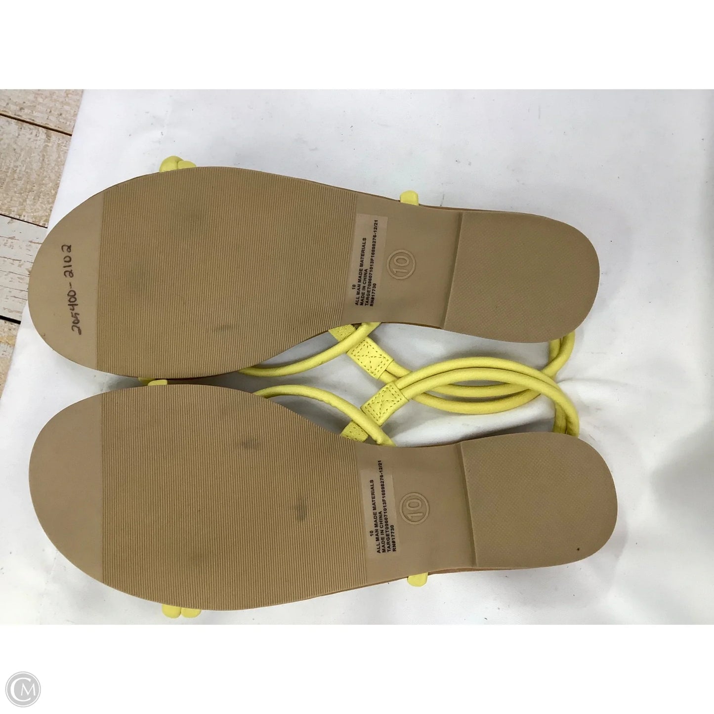 Sandals Flats By Universal Thread In Tan & Yellow, Size: 10