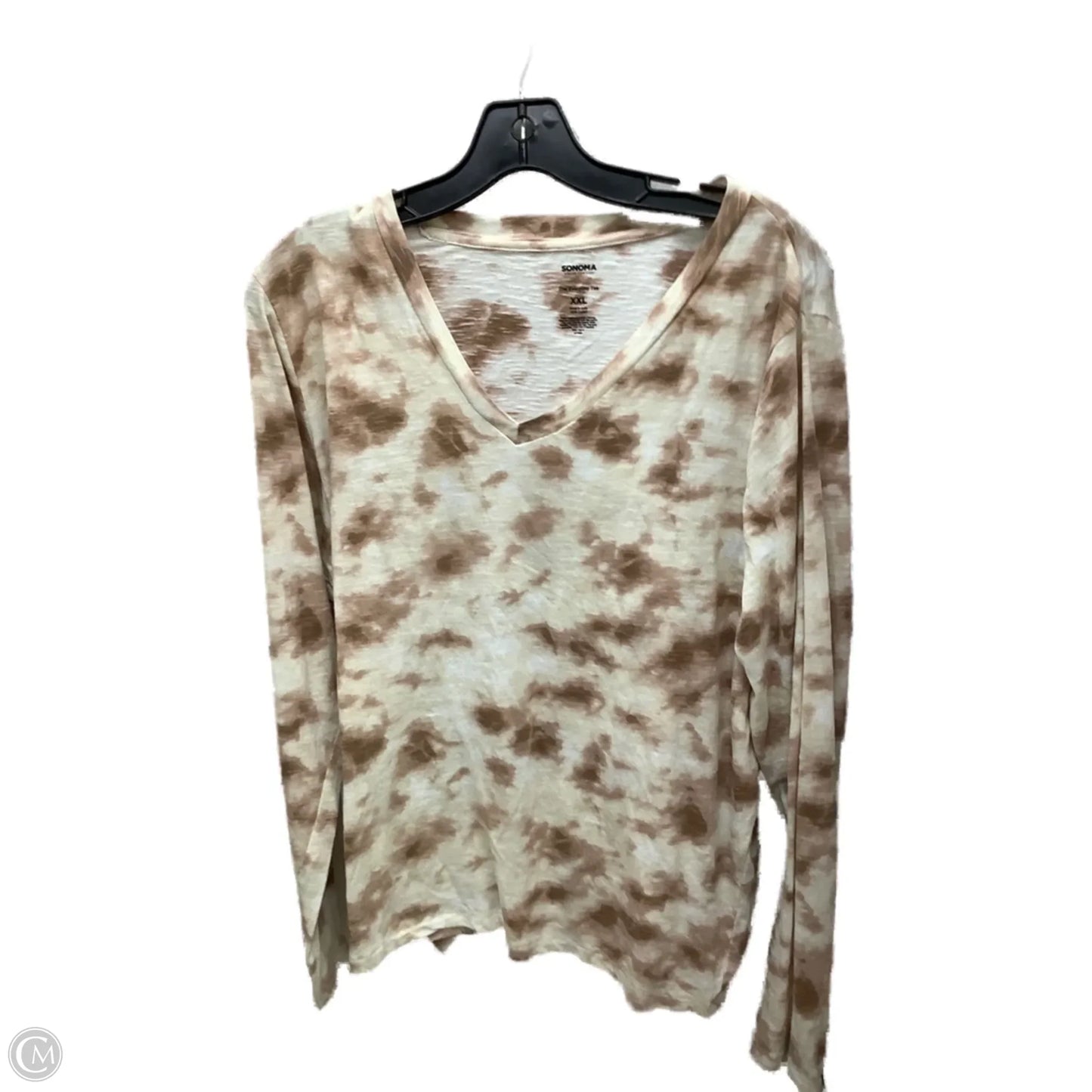Top Long Sleeve By Sonoma In Tan & White, Size: Xxl