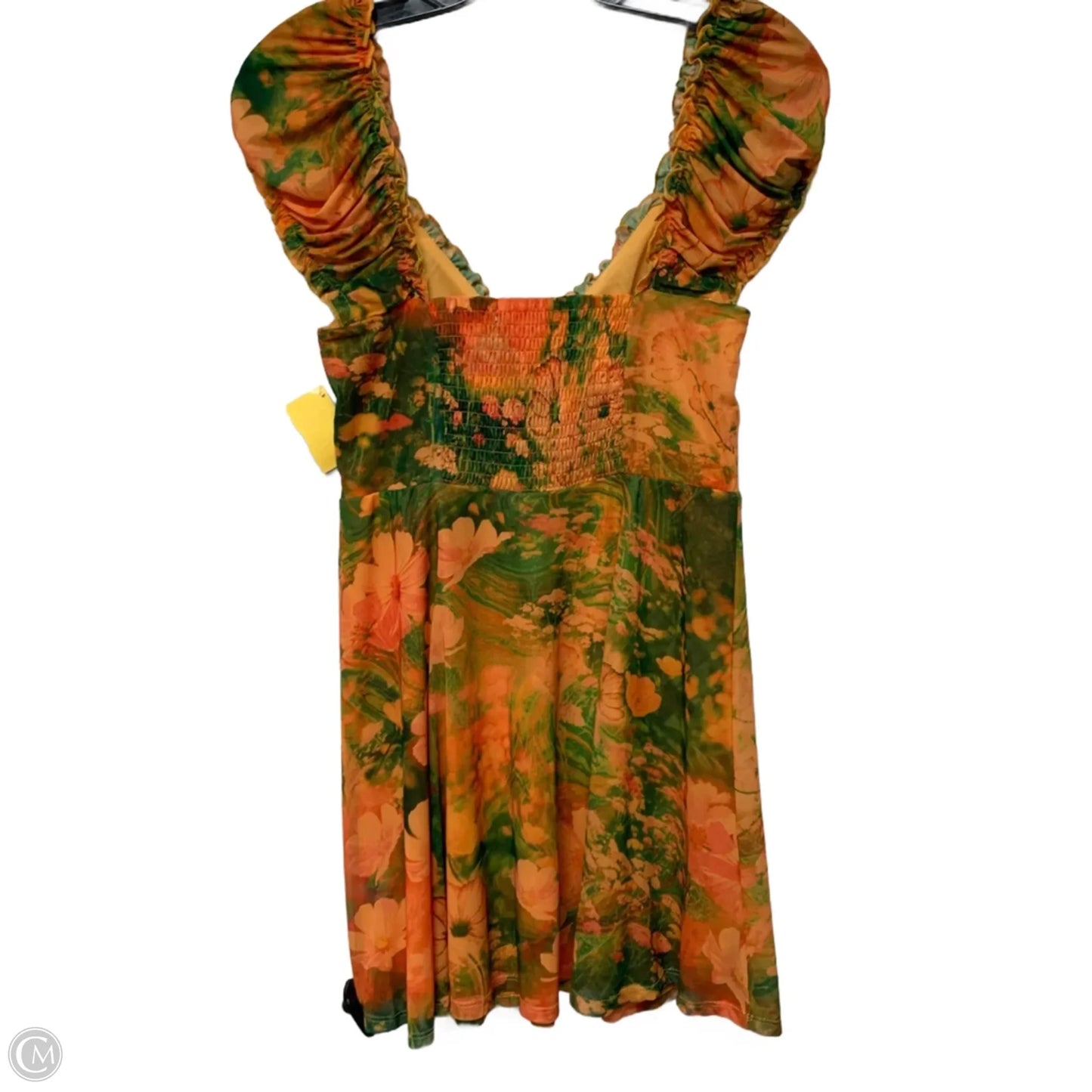 Dress Casual Short By Urban Outfitters In Green & Orange, Size: M