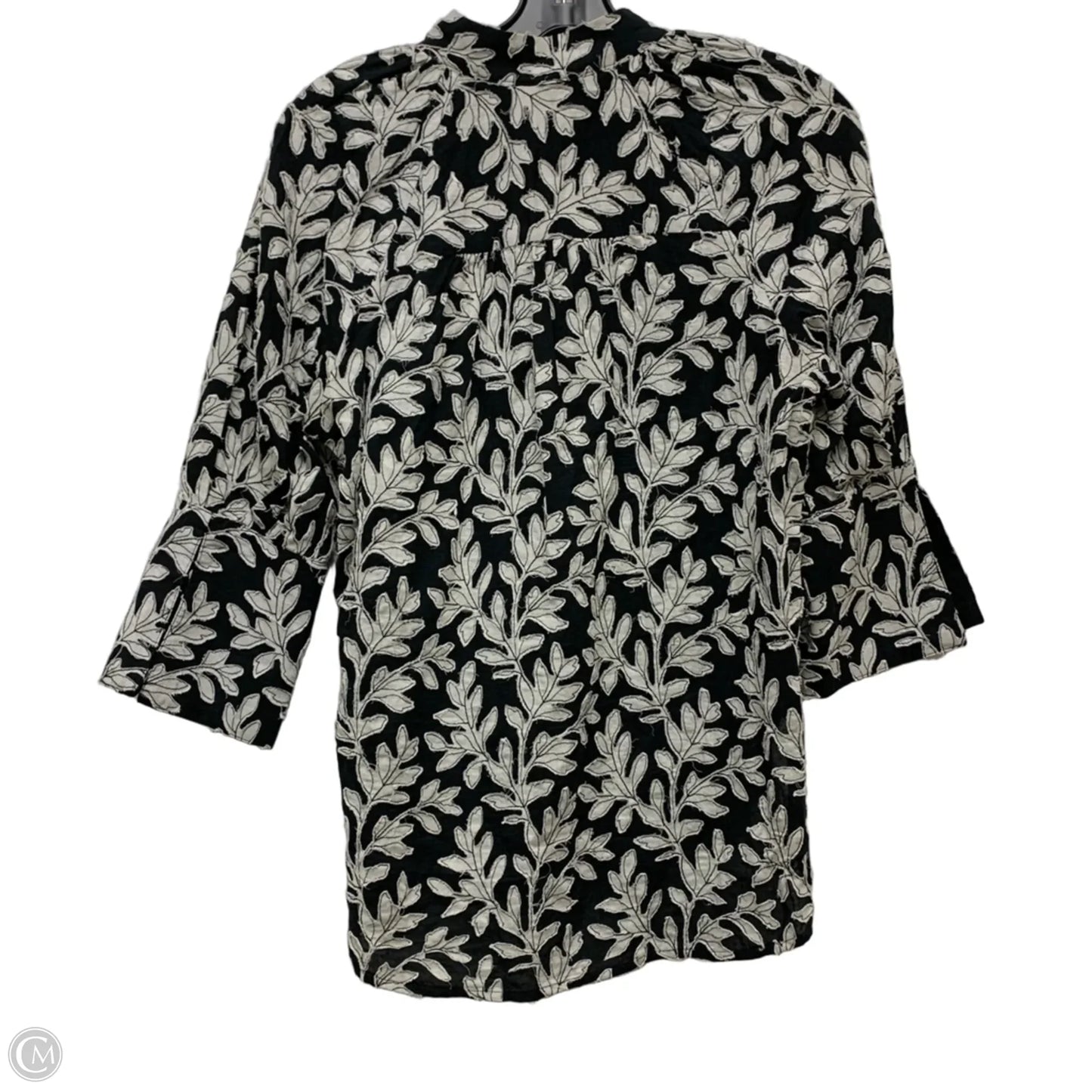 Top Long Sleeve By Anthropologie In Black & White, Size: Xxs