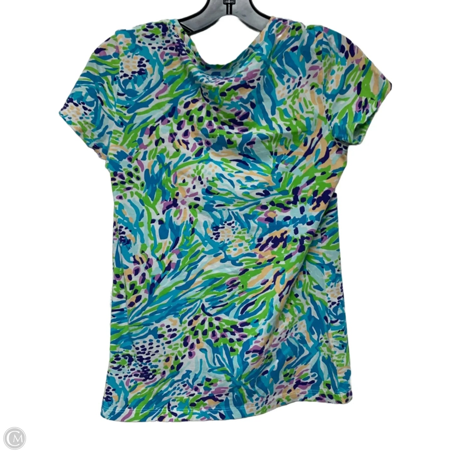 Top Short Sleeve Designer By Lilly Pulitzer In Blue & Purple, Size: S